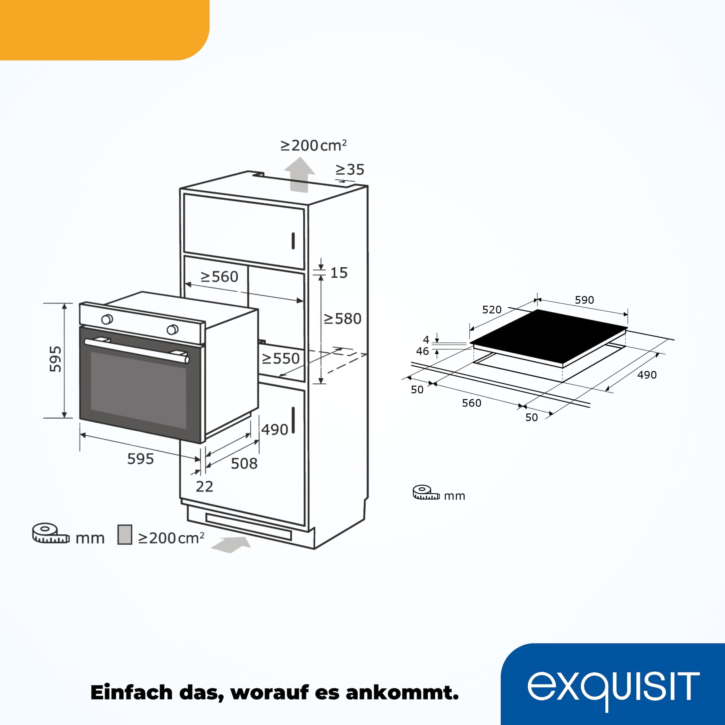 exquisit Backofen-Set »EBE76-9-H-020 weiss«, mit 1-fach-Teleskopauszug