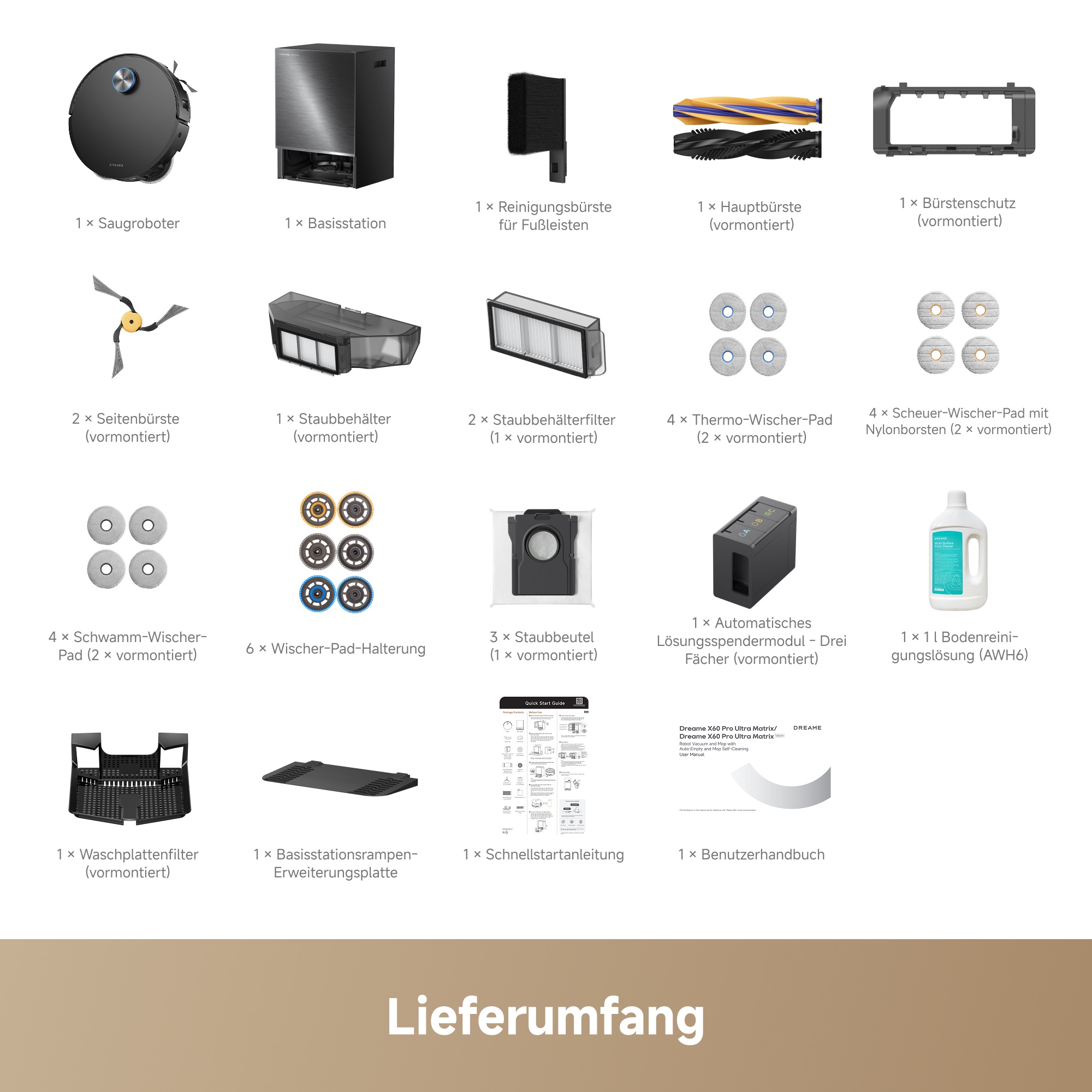 Dreame Saugroboter »X60 Pro Ultra Complete« 42.000 Pa , Multi-Wischmopp, KI-Dual-Kamera