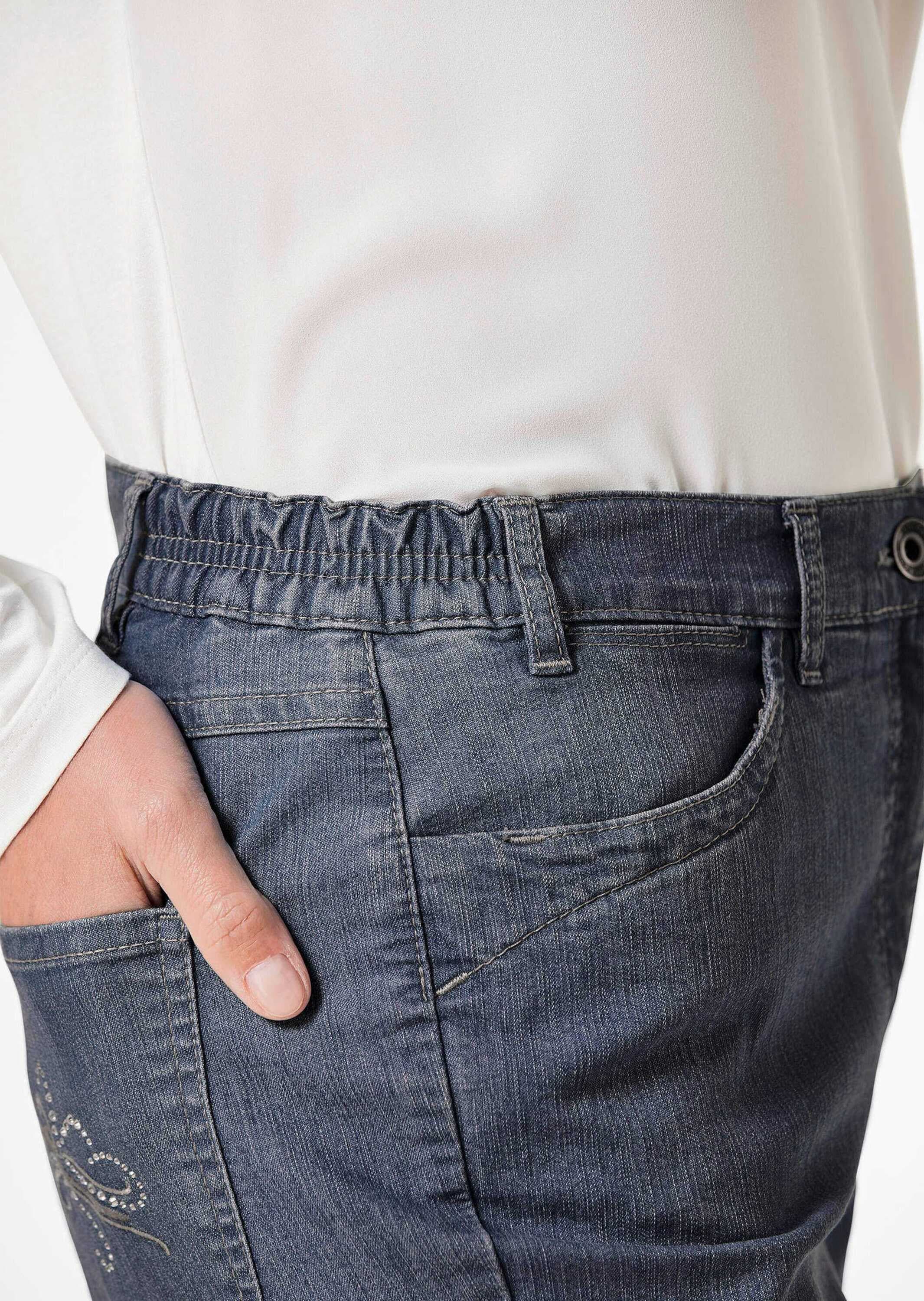 GOLDNER Stretch-Jeans »Kurzgröße Edel geschmückte Jeanshose ANNA«