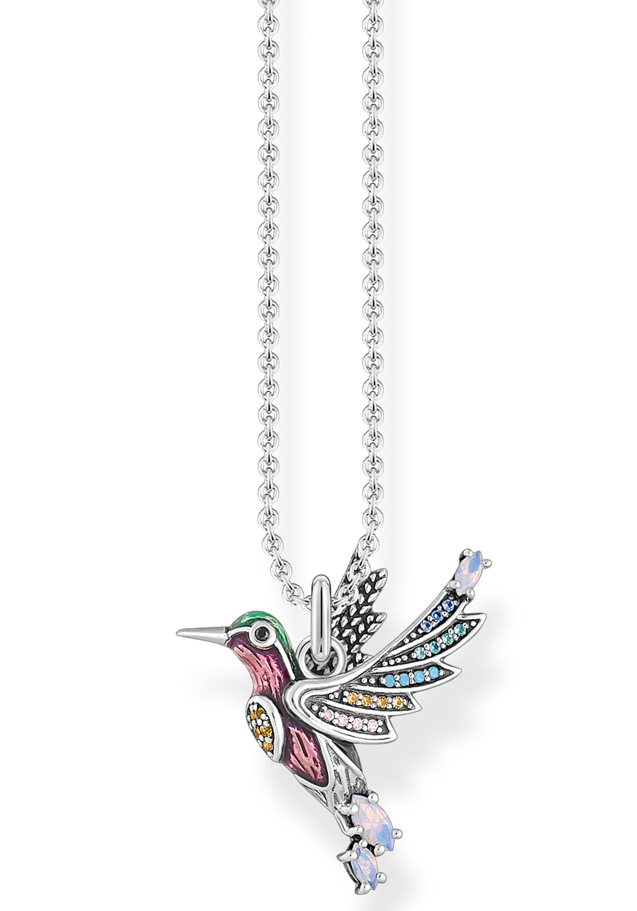 THOMAS SABO Kette mit Anhänger »Kolibri, KE1969-340-7-L42V«, mit Emaille, Glassteinen, synth. Korund und Zirkonia