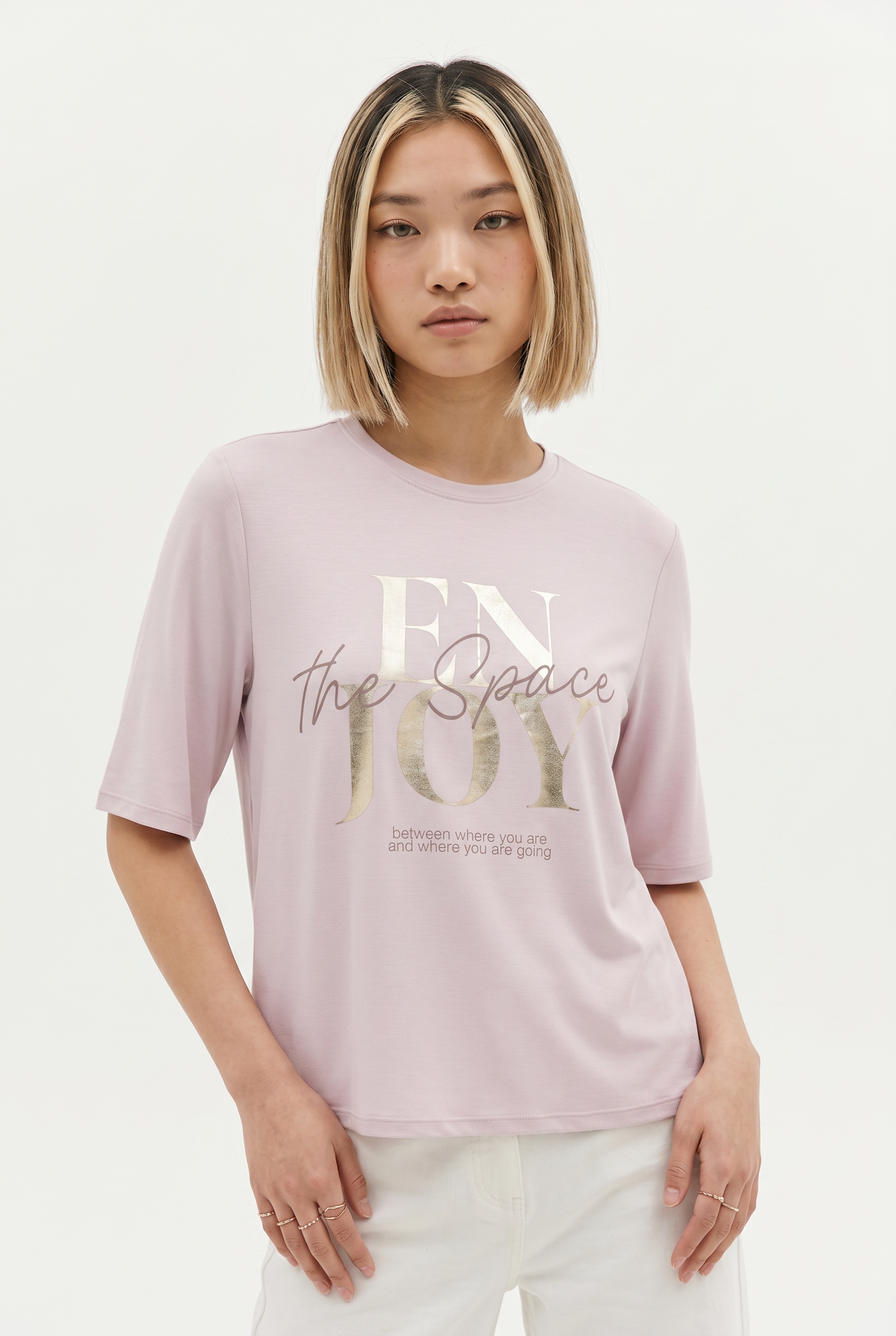 ONLY Kurzarmshirt »ONLFREE MAYA S/S PRINT TOP BOX JRS« Materialmix, regular fit, Rundhals