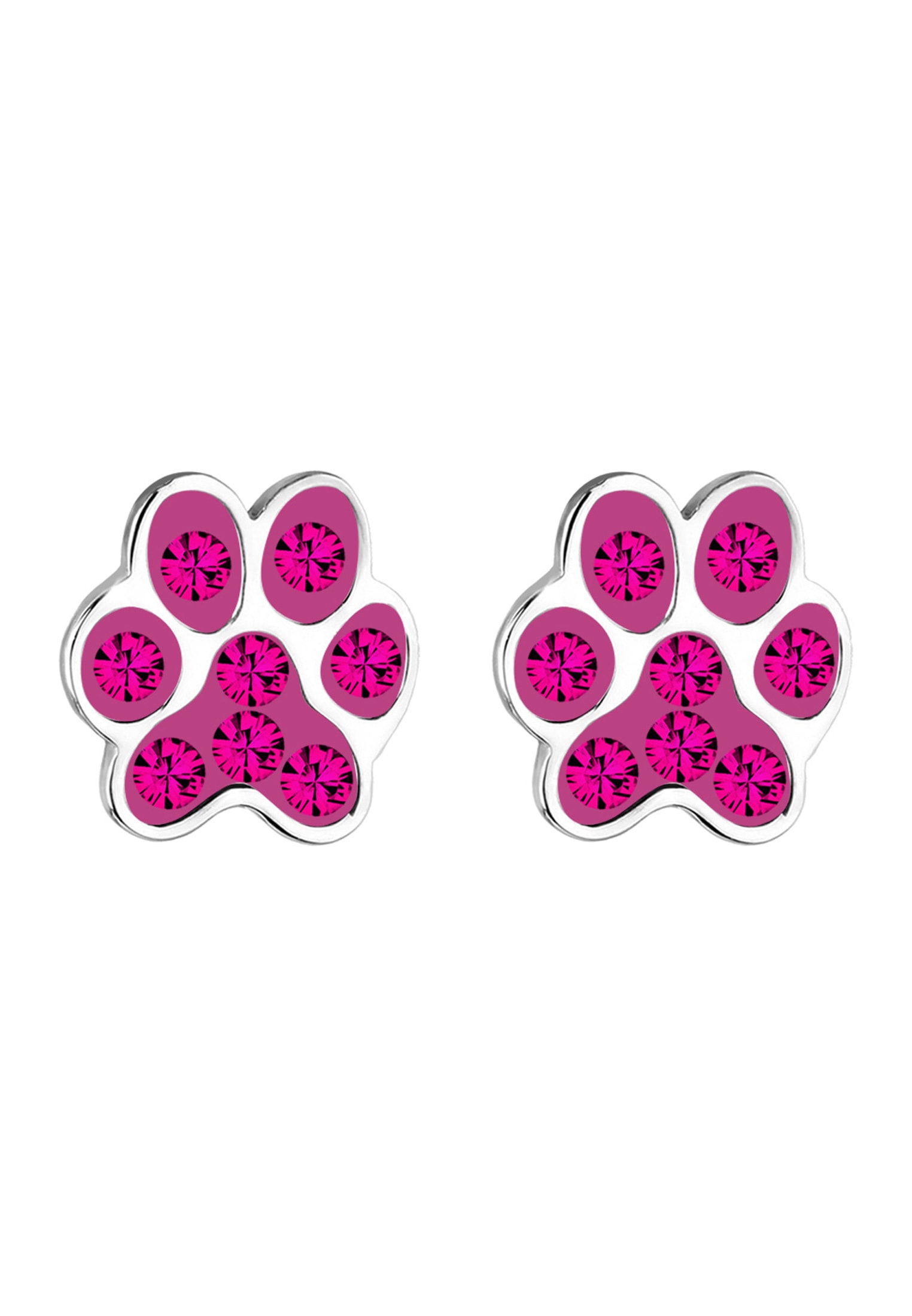 Elli Paar Ohrstecker »Ohrringe Pfote Katze Hund Kristalle 925 Silber«