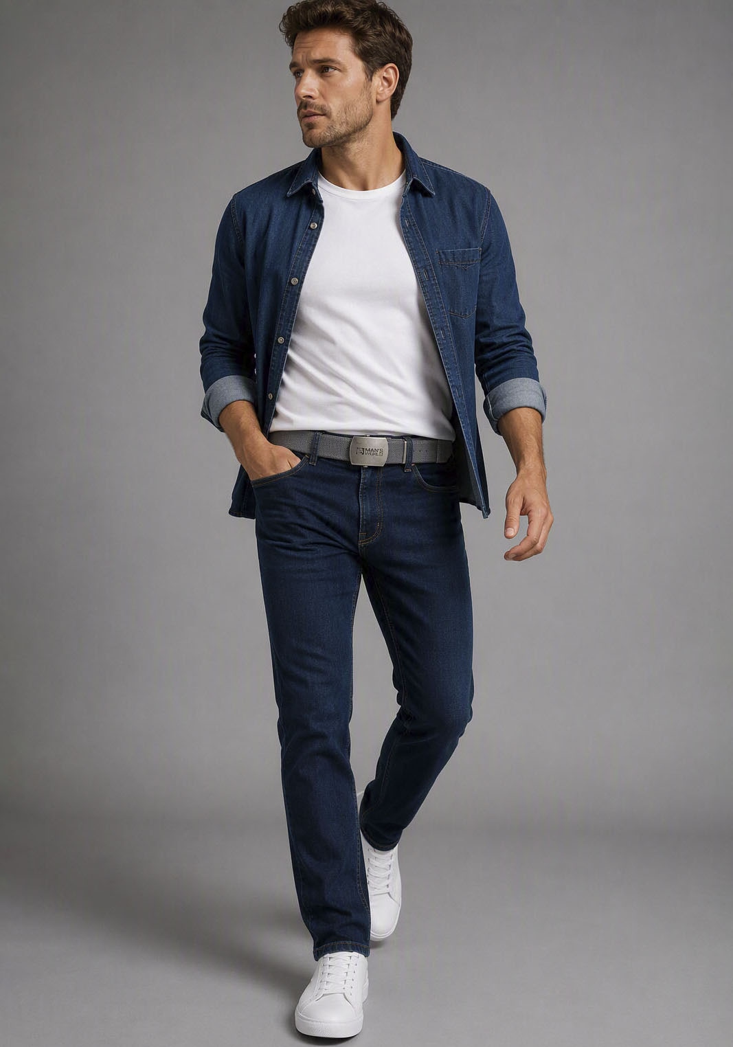 Man's World Stoffgürtel aus Textilband im zeitlosen Design - NEUE FARBE im used Look
