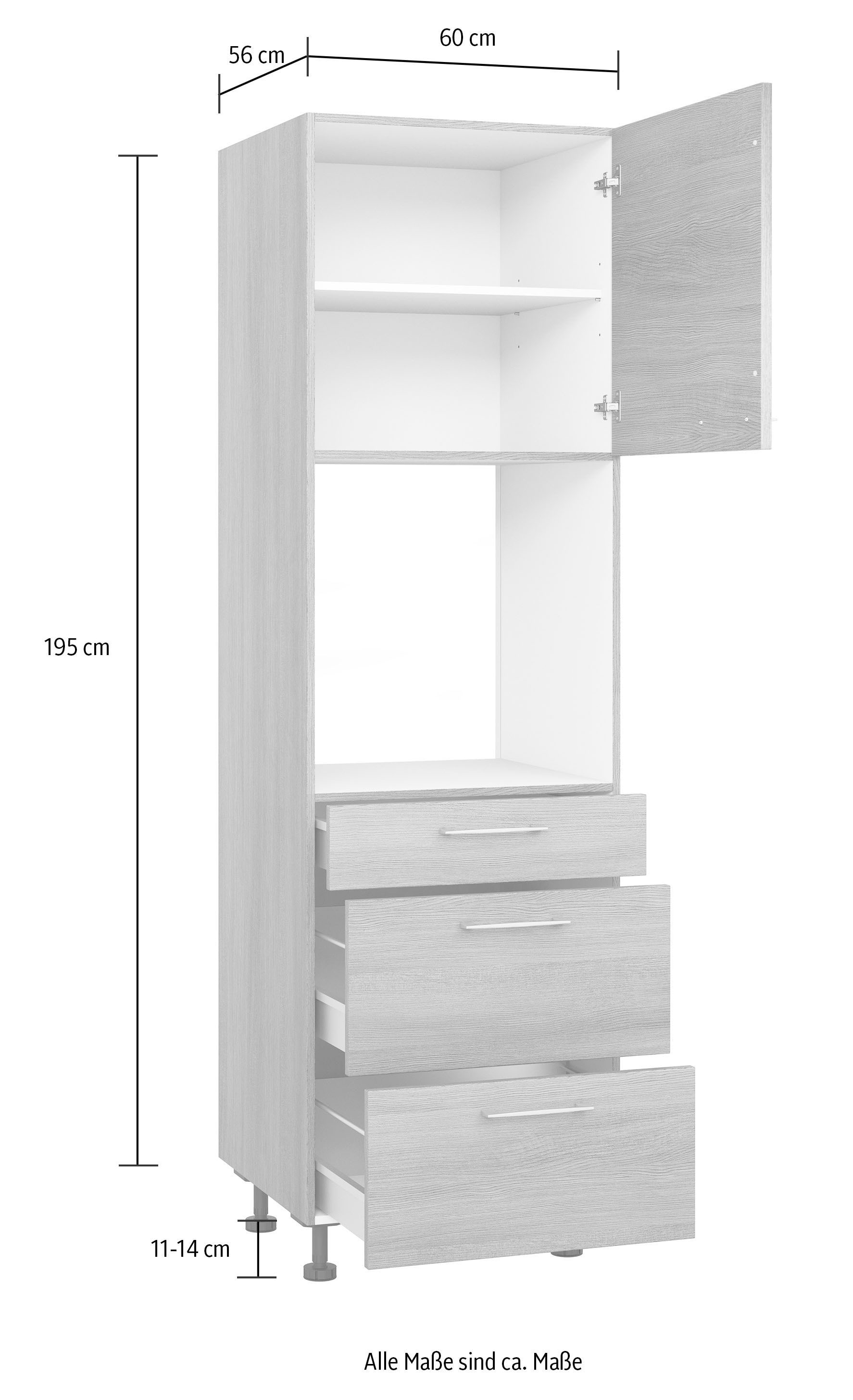 Express Küchen Backofenumbauschrank »Trea SB2AS-195-3«, mit zwei Türen und  zwei Einlegeböden, Höhe 195 cm bei OTTO