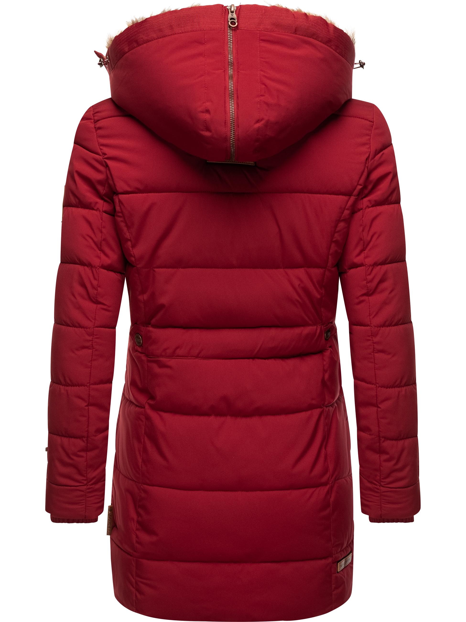 Marikoo Wintermantel »Wintermantel Lieblings Jacke«, stylischer Winter Steppmantel m. Kunstpelz-Kapuze