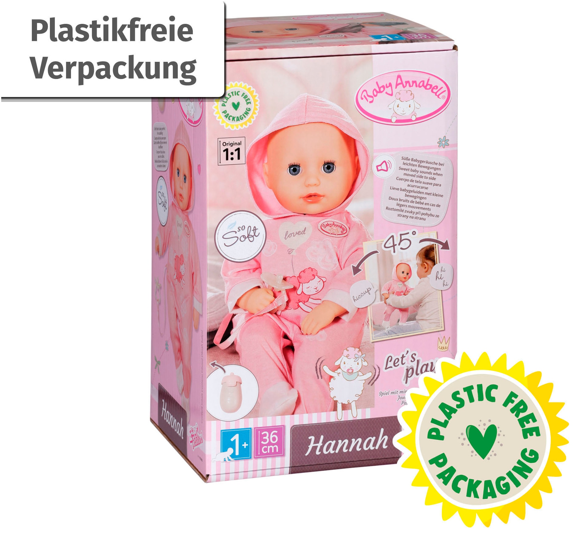 Baby Annabell Babypuppe »Hannah Spiel mit mir, 36 cm«, mit 5 lebensechten Funktionen