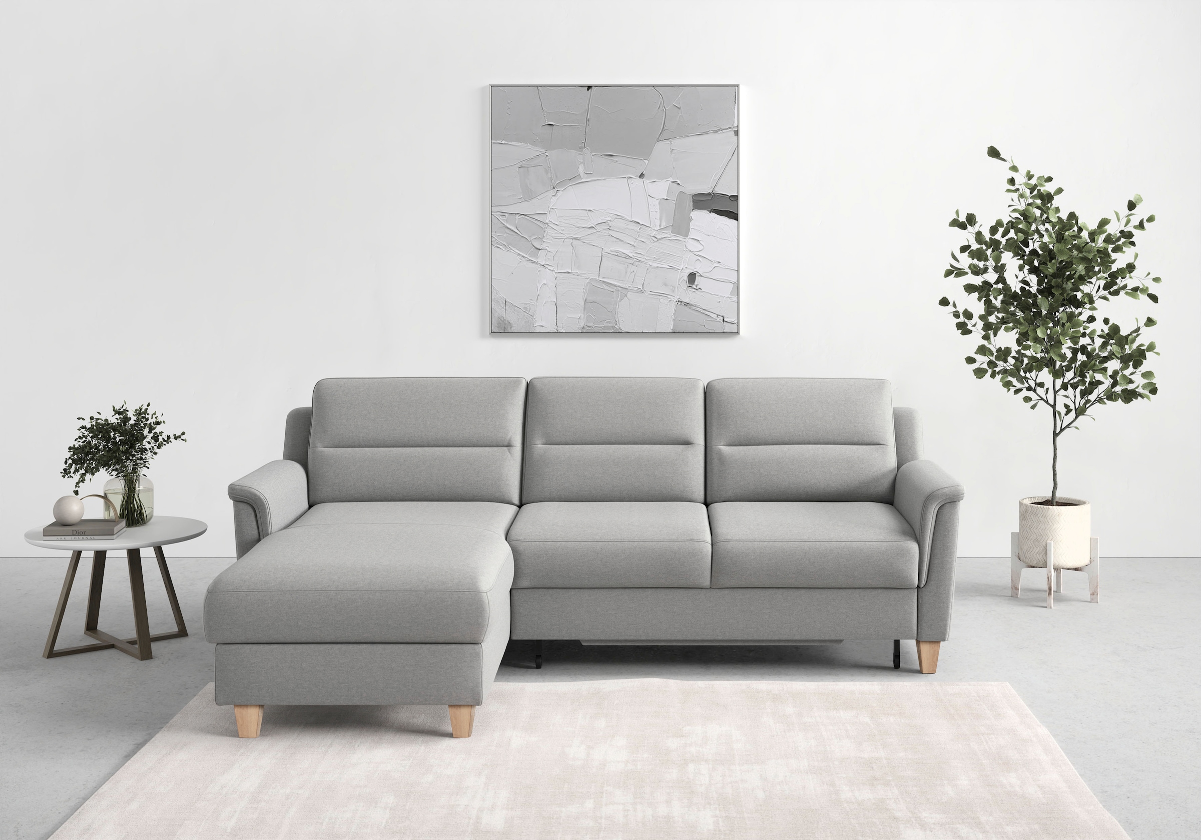 sit&more Ecksofa »Farö L-Form«, inklusive Federkern, wahlweise mit Bettfunktion und Bettkasten