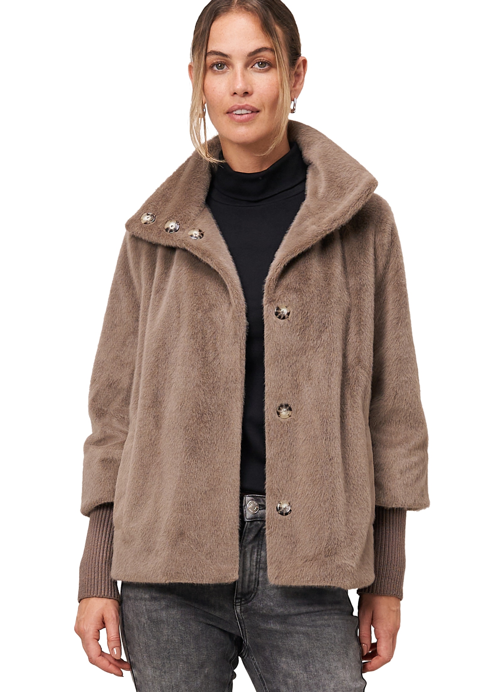 Zero Fellimitatjacke »Fellimitat-Jacke mit Stehkragen«