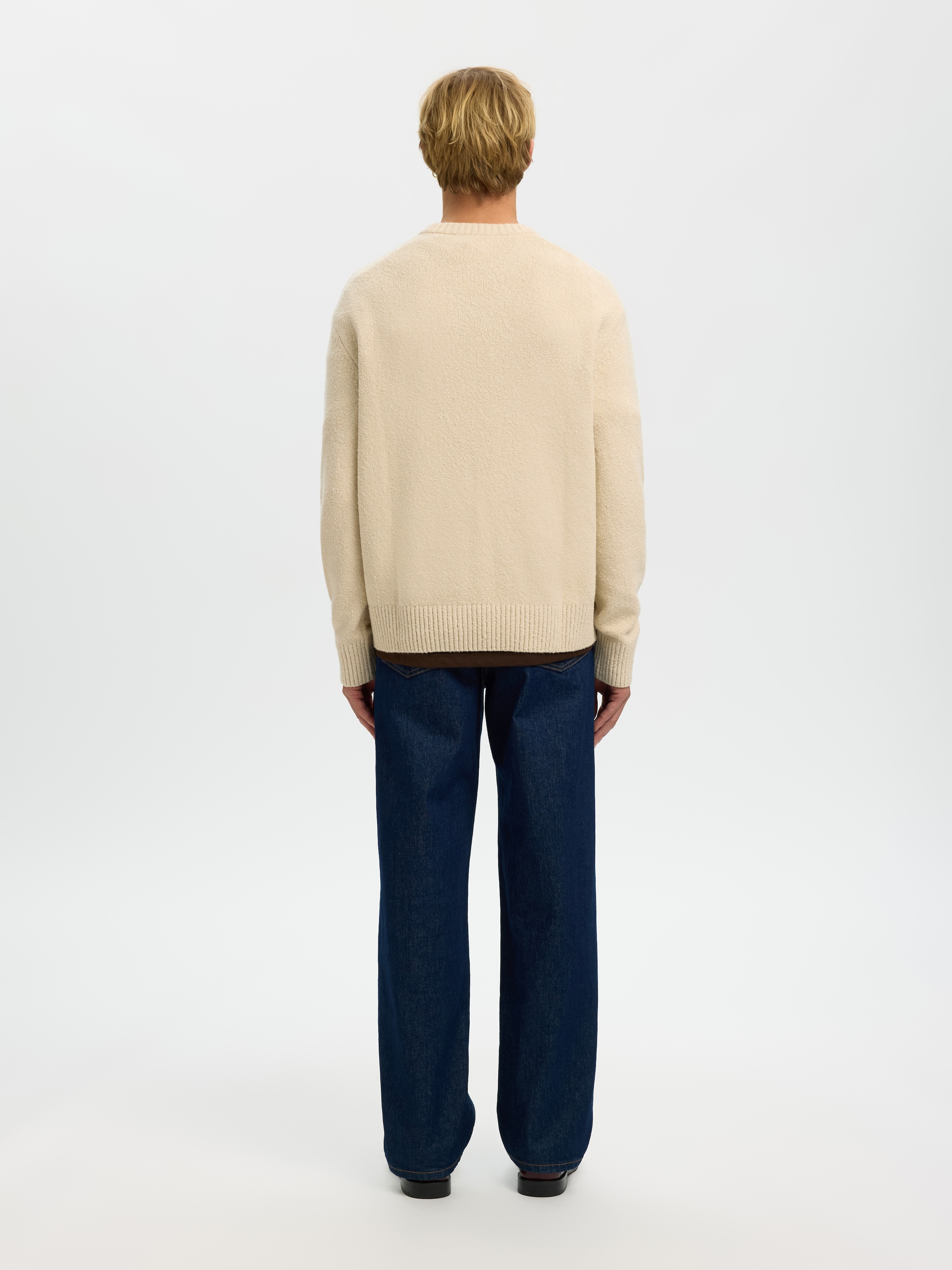SELECTED Rundhalspullover »SLMALEX LS KNIT CREW NECK NOOS« Baumwollmischung, relaxed fit