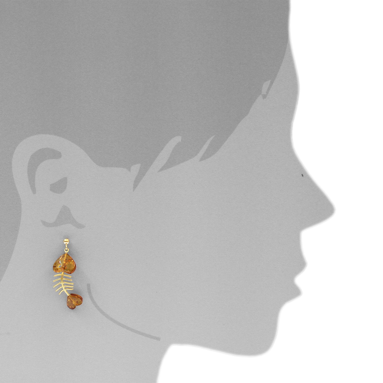 OSTSEE-SCHMUCK Paar Ohrhänger »- Fisch 30 mm - Gold 333/000 - Bernstein«