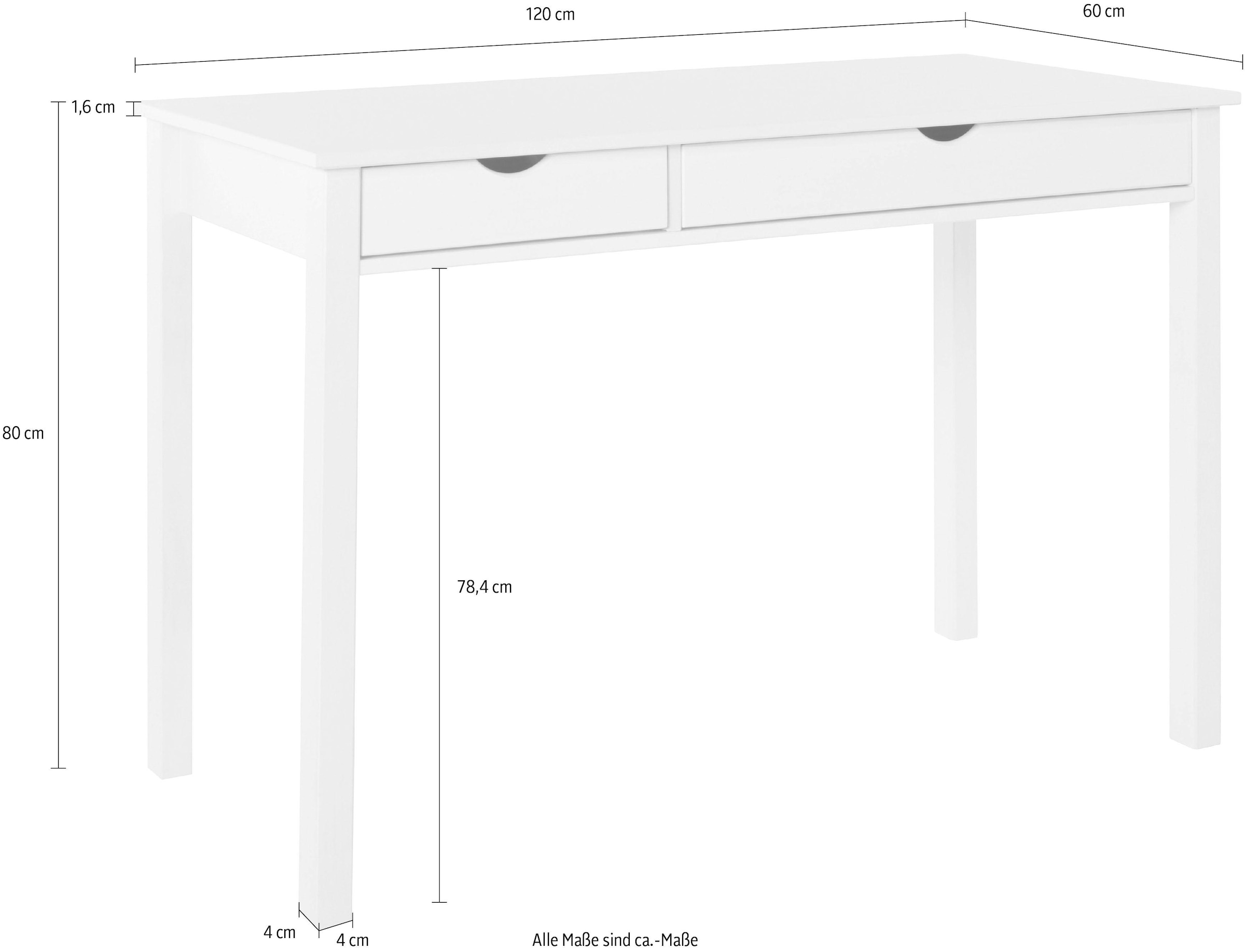 INOSIGN Schreibtisch »Gava«, massives Kiefernholz, für das home office, Laptoptisch Breite 120 cm