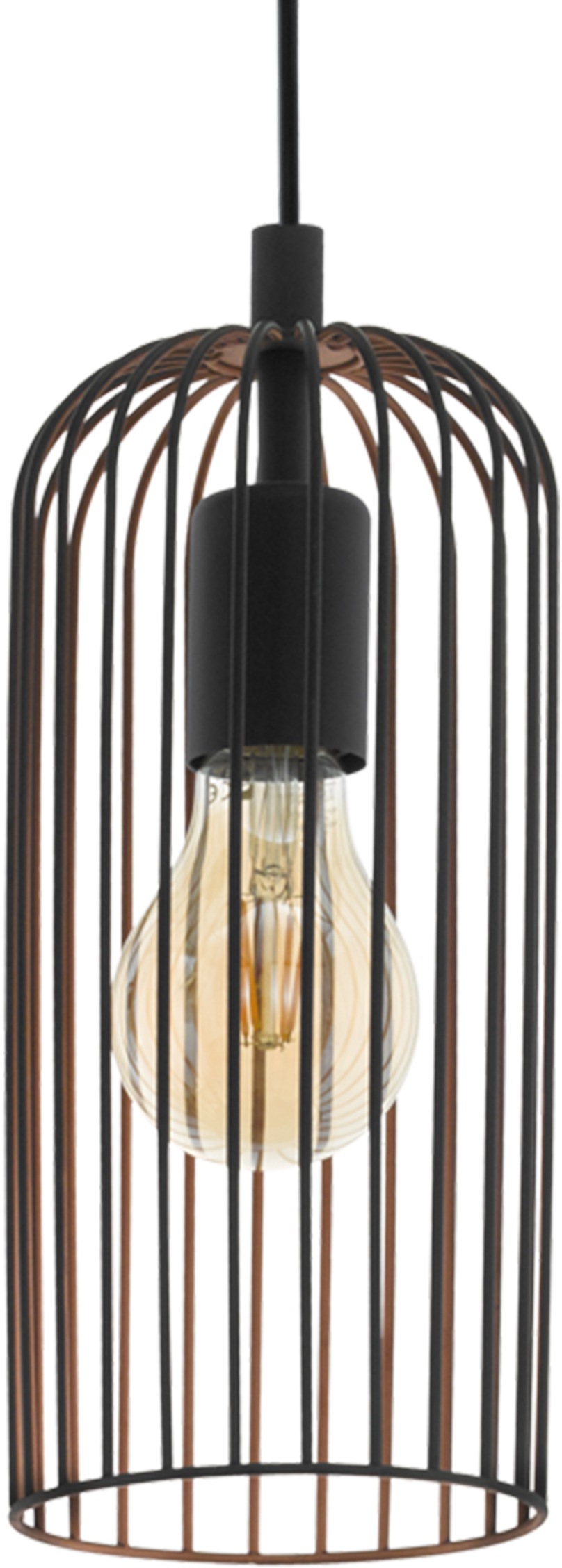 EGLO Hängeleuchte »ROCCAMENA Pendellampe, IP20, E27, Stahl, Vintage, Esstischlampe, Lampe«, 3 flammig, Leuchtmittel E27 | ohne Leuchtmittel, Hängeleuchte, L73 x B13 x H110 cm, schwarz, kupfer, 3X60W exkl.
