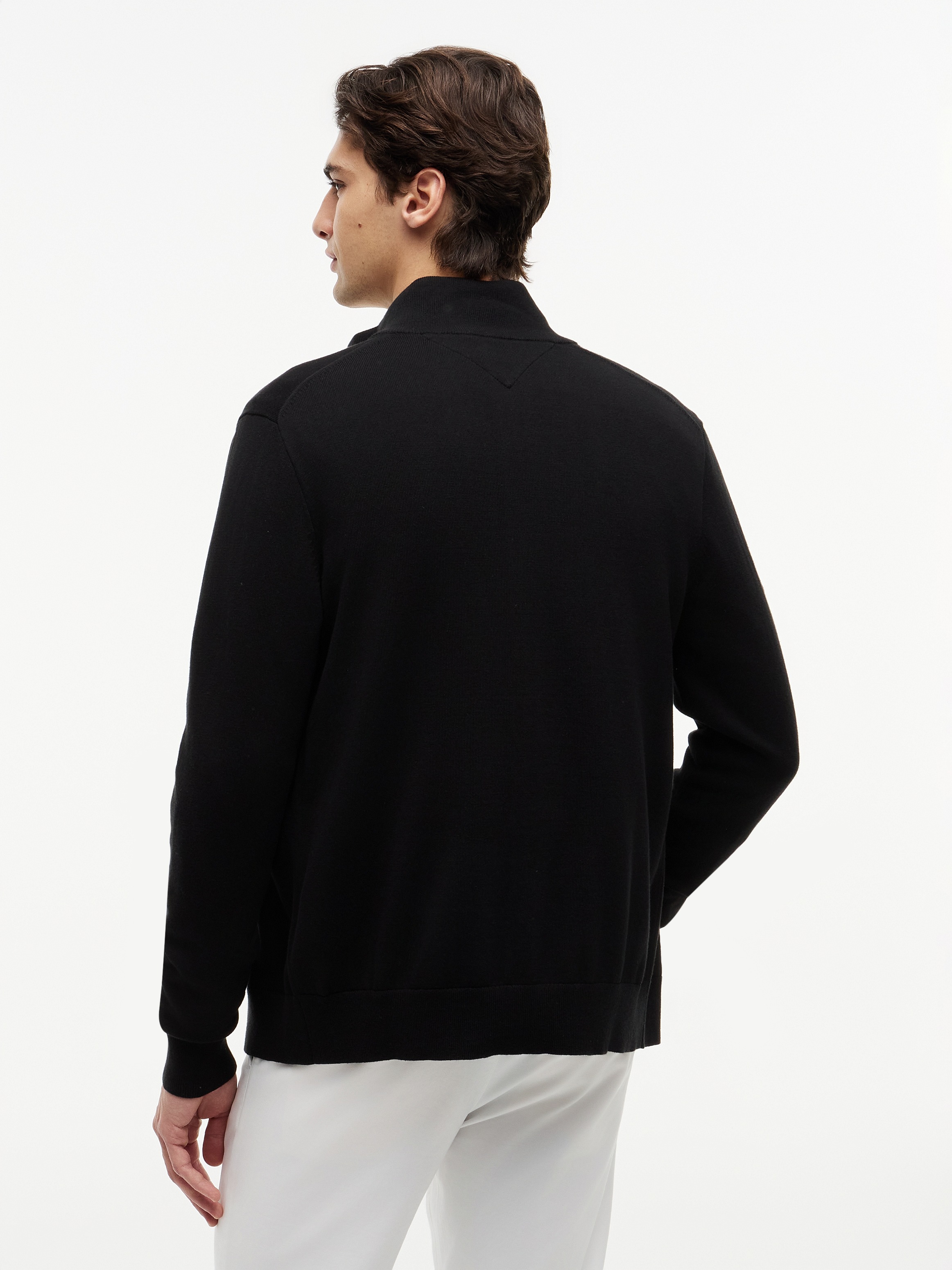 Tommy Hilfiger Strickjacke »ESSENTIAL COTTON ZIP THRU« mit Logostickerei