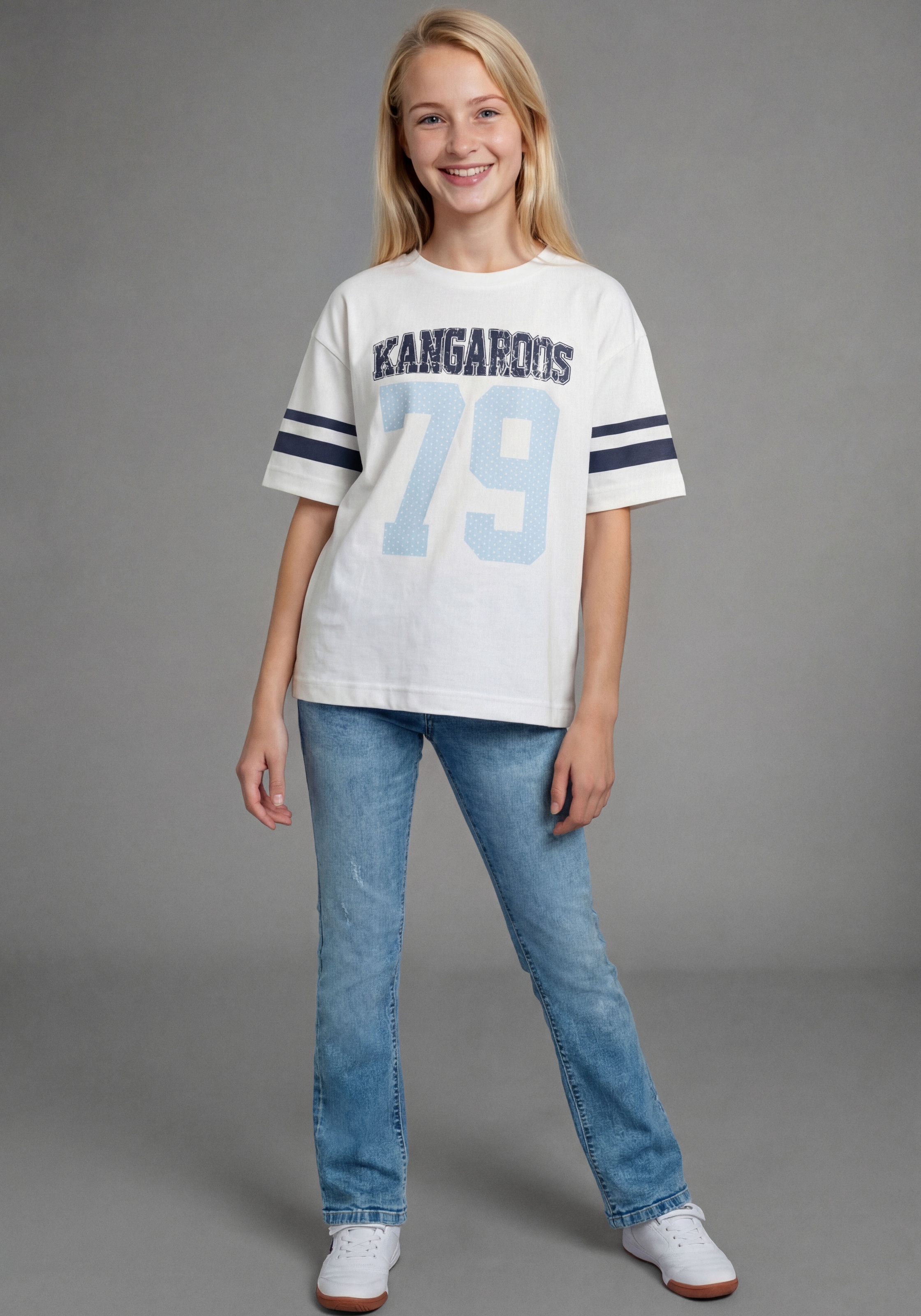 KangaROOS T-Shirt »Kangaroos im oversized-look« lässige Passform, Kurzarm, mit modischem Print, aus Baumwolle