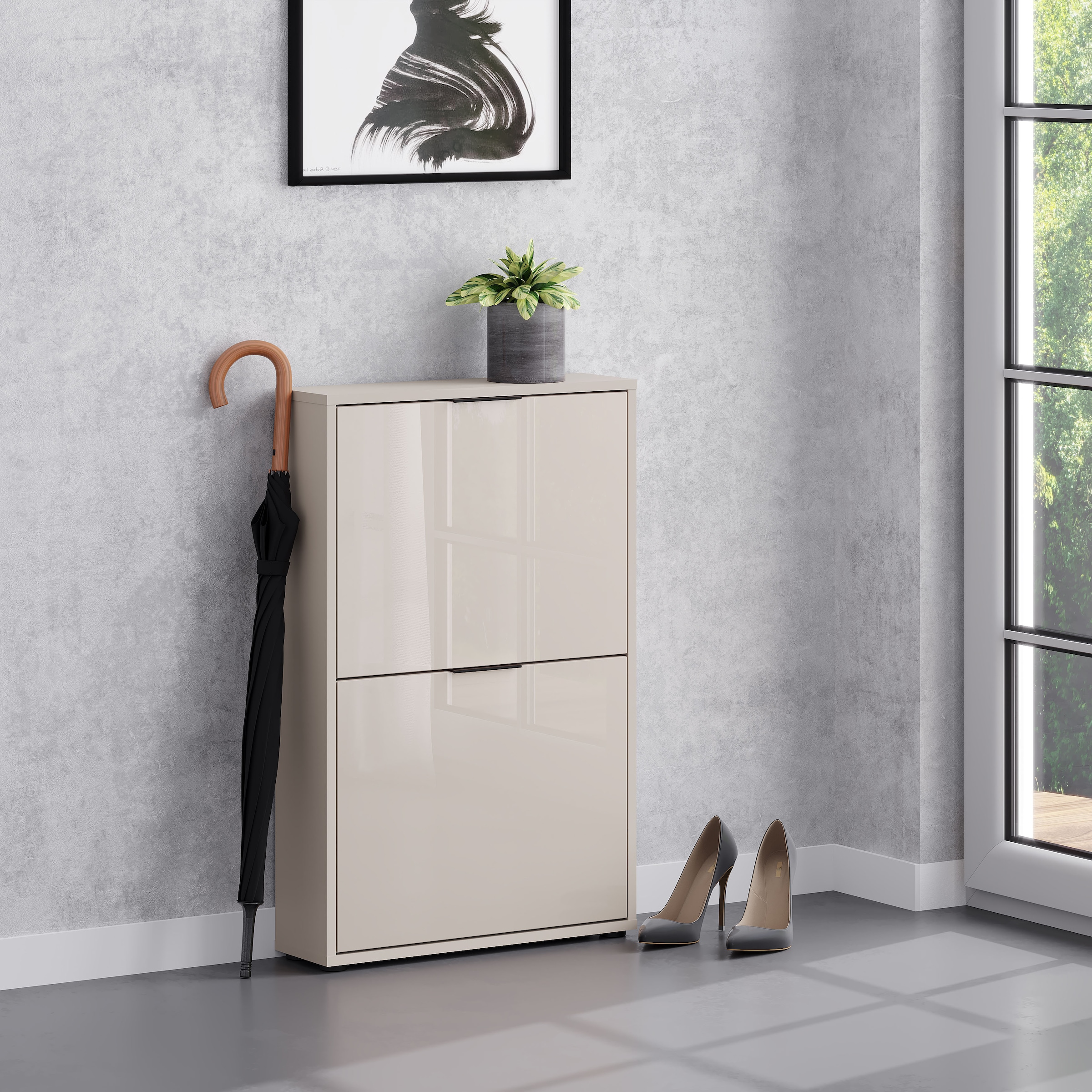 HBZ Schuhkipper »Jana Schuhkipper, Glasfronten, Metallgriffe« 1 Stk. tlg. Breite 60cm, Glasfront, Metallgriffe