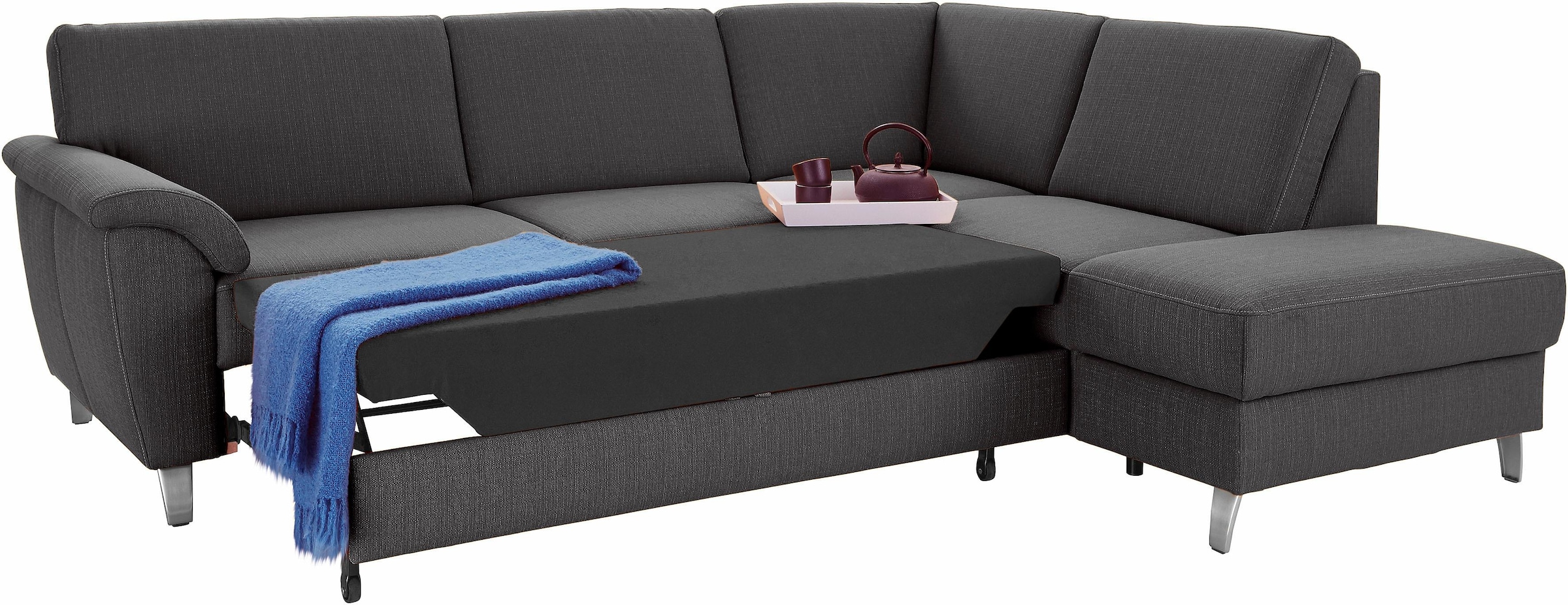sit&more Ecksofa »Texel L-Form«, mit Federkern, wahlweise mit Bettfunktion und Bettkasten