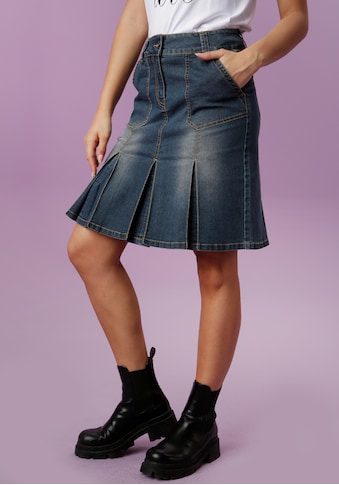Aniston CASUAL Jeansrock, mit eingelegten Falten kaufen
