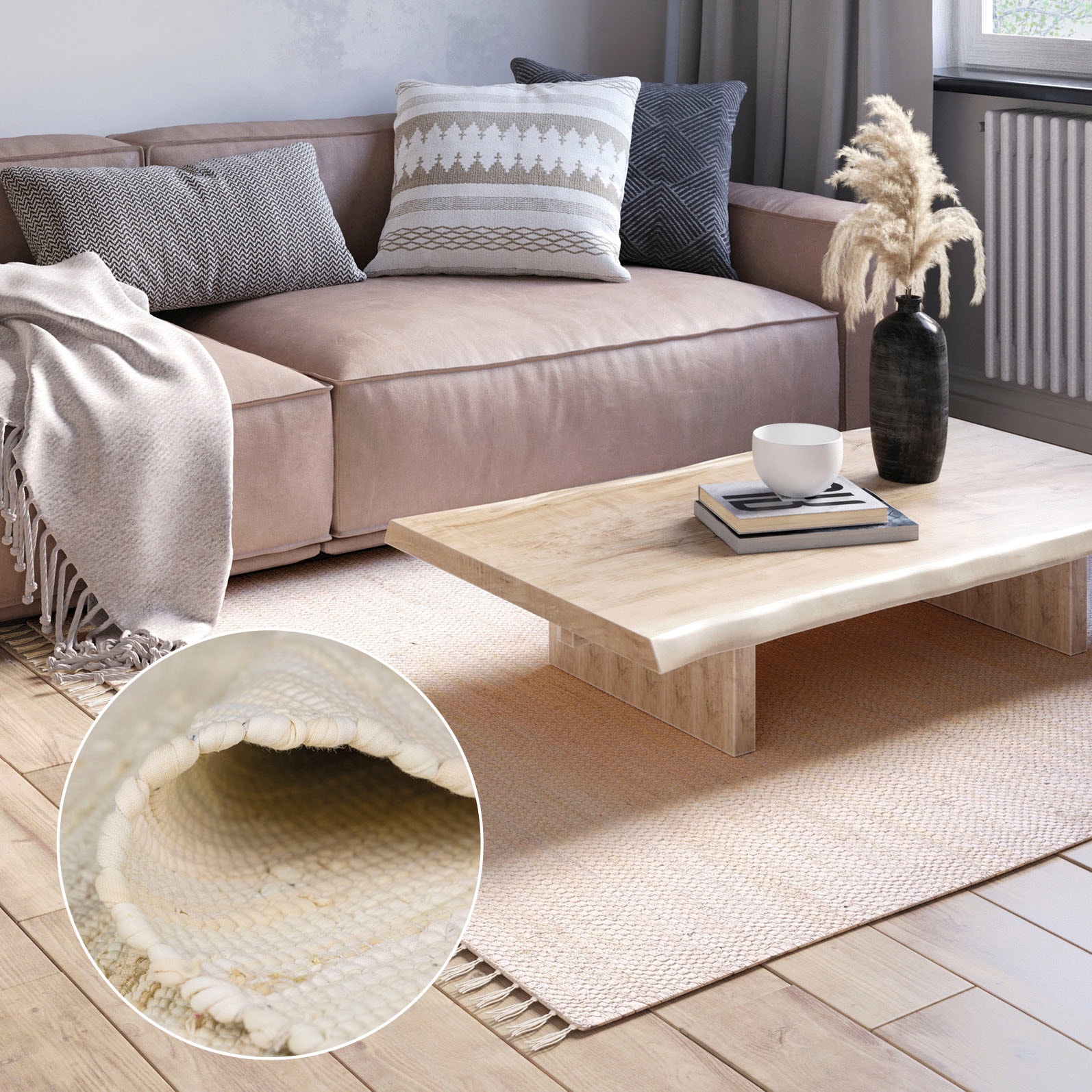 Myflair Möbel kaufen online Teppich, & rechteckig, OTTO Baumwolle, Farben, Accessoires reine Teppich Handweb »Dalia«, bei Wohnzimmer handgewebt, Uni