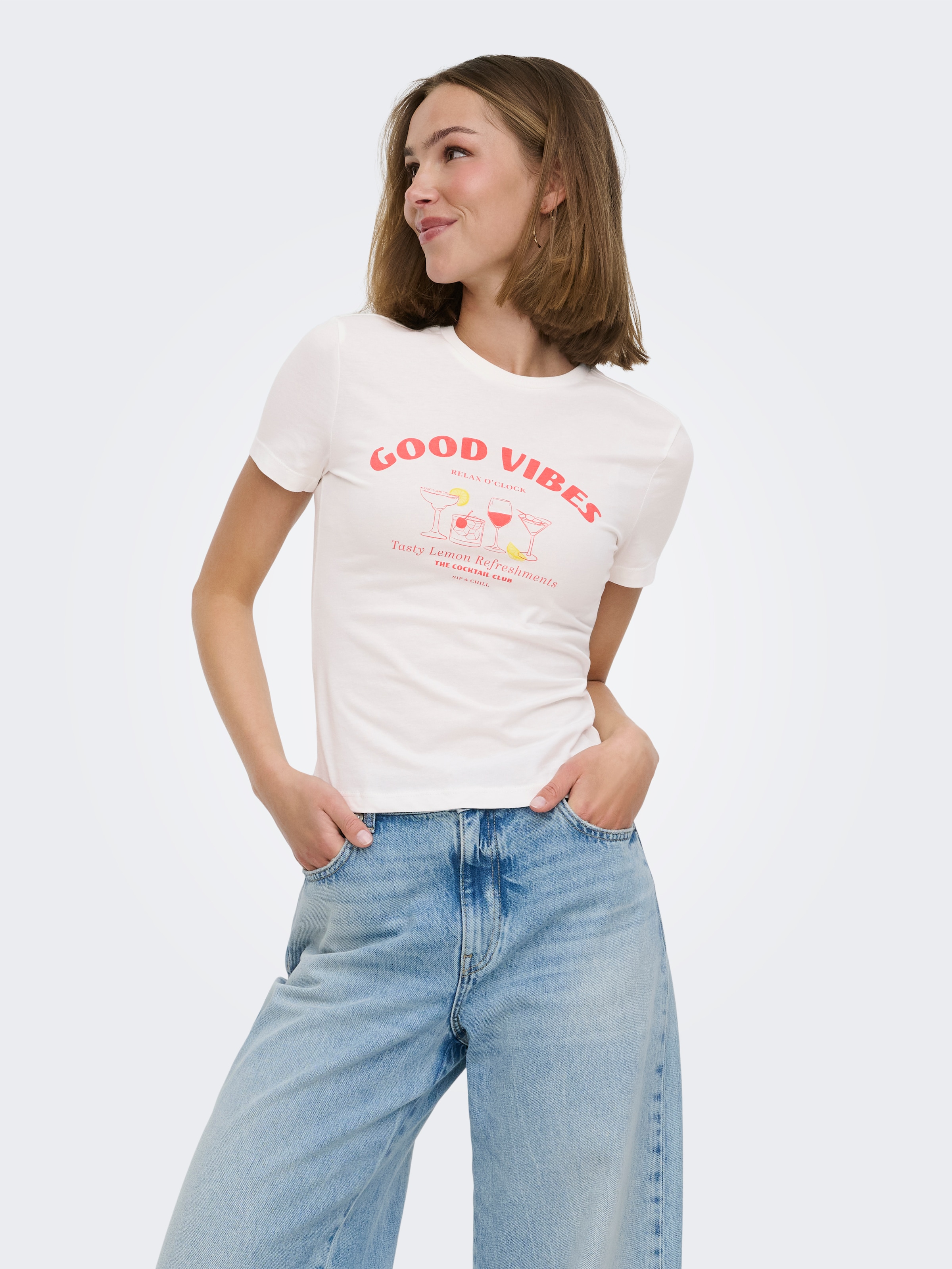 ONLY T-Shirt »ONLVIVVI S/S TEE BOX JRS« Baumwolle, Rundhals