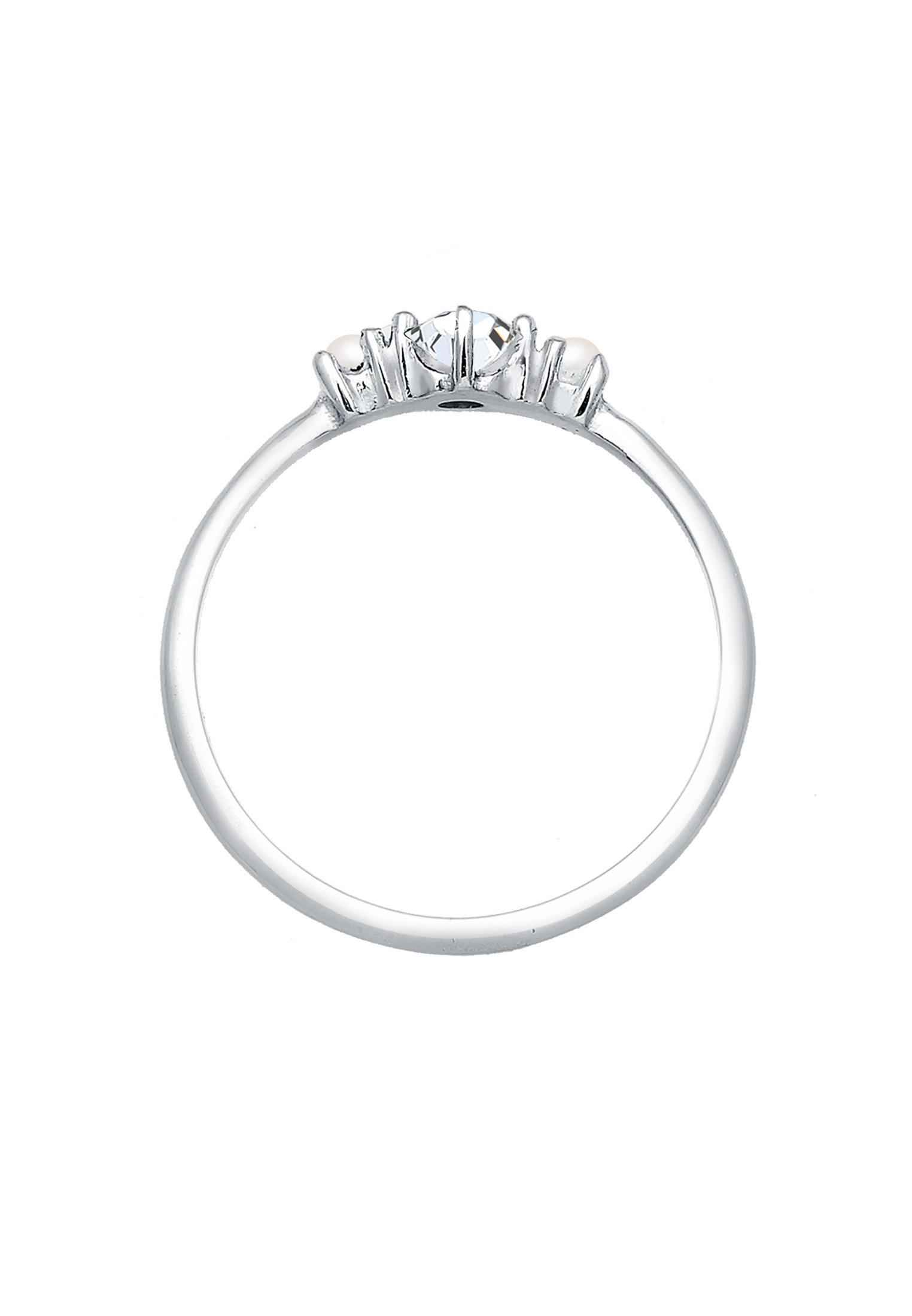 Elli Verlobungsring »Ring Glas Kristalle Synthetische Perle Weiß 925 Sterling Silber«
