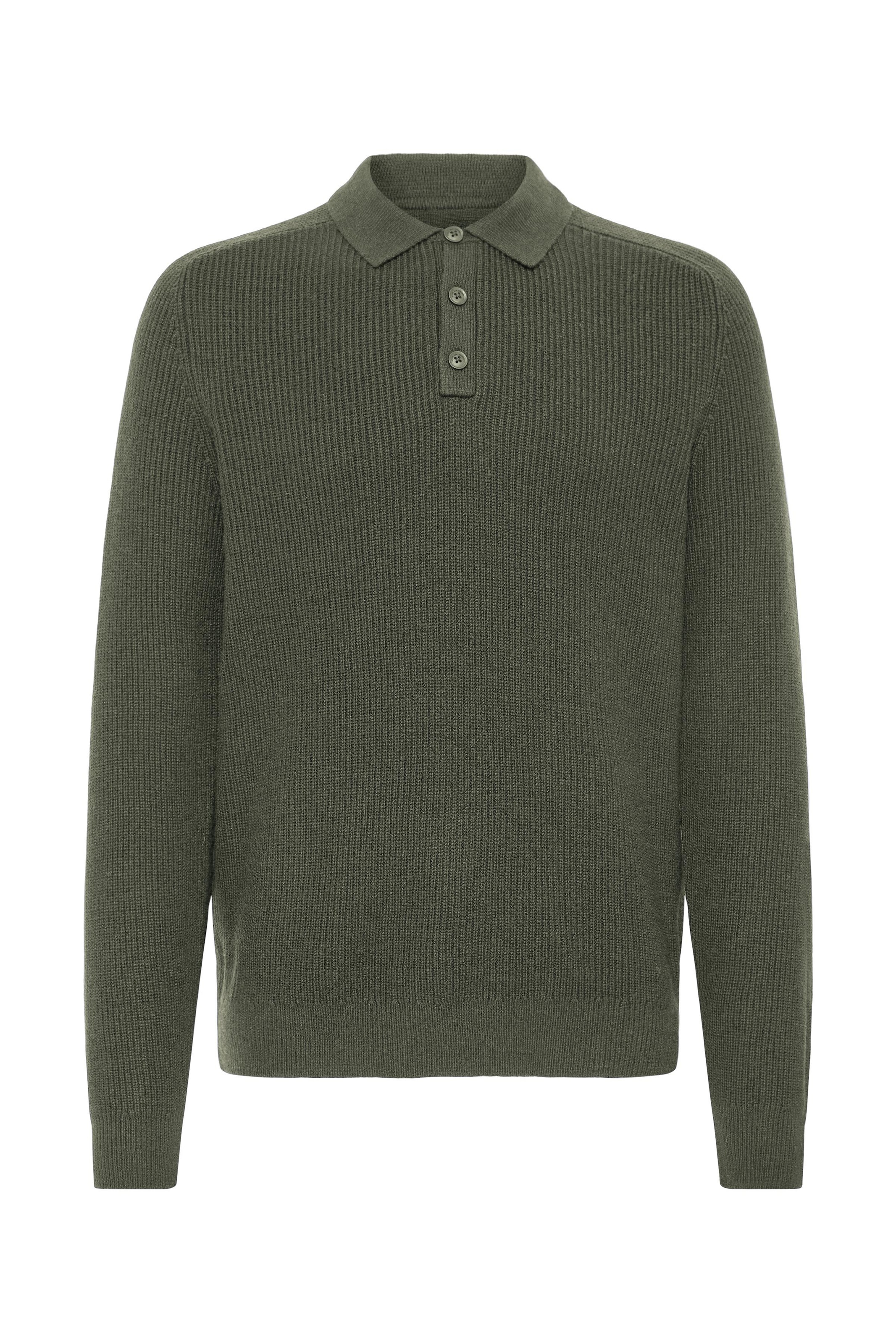Blend Rundhalspullover »BHBOS KNIT POLO« Materialmix, regular fit