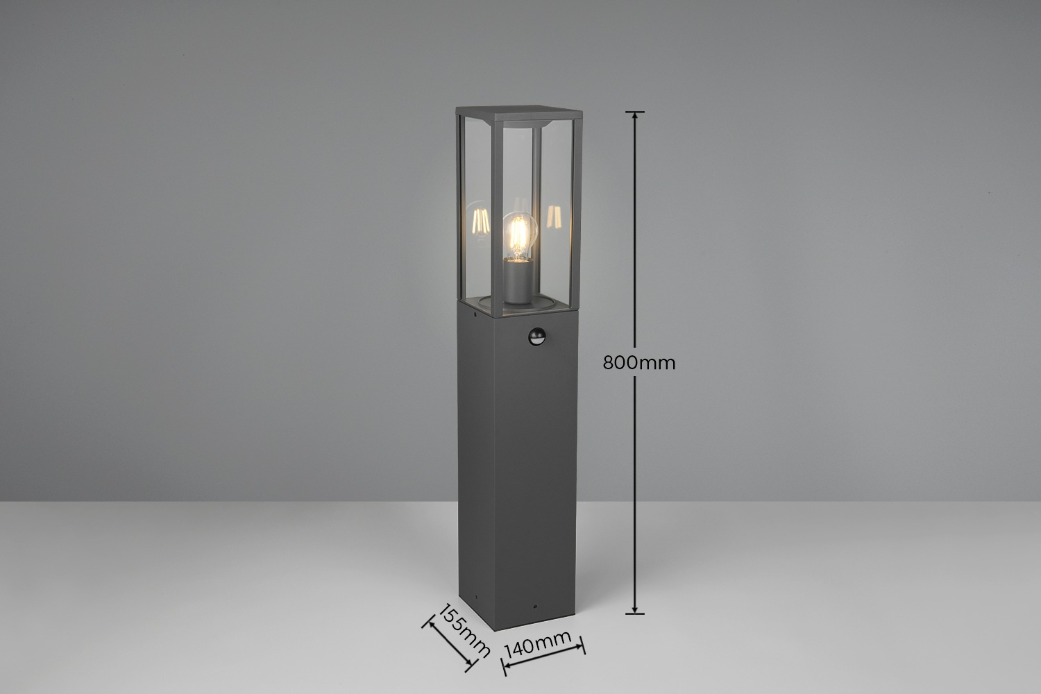 TRIO Leuchten Außen-Stehlampe »GARONNE, Outdoor Wegeleuchte mit Bewegungsmelder IP44, 80cm hoch« E27 1 Stk. warmweiß - kaltweiß exkl 1x E27 max 60W, Stehleuchte für Garten & Terrasse aus Metall