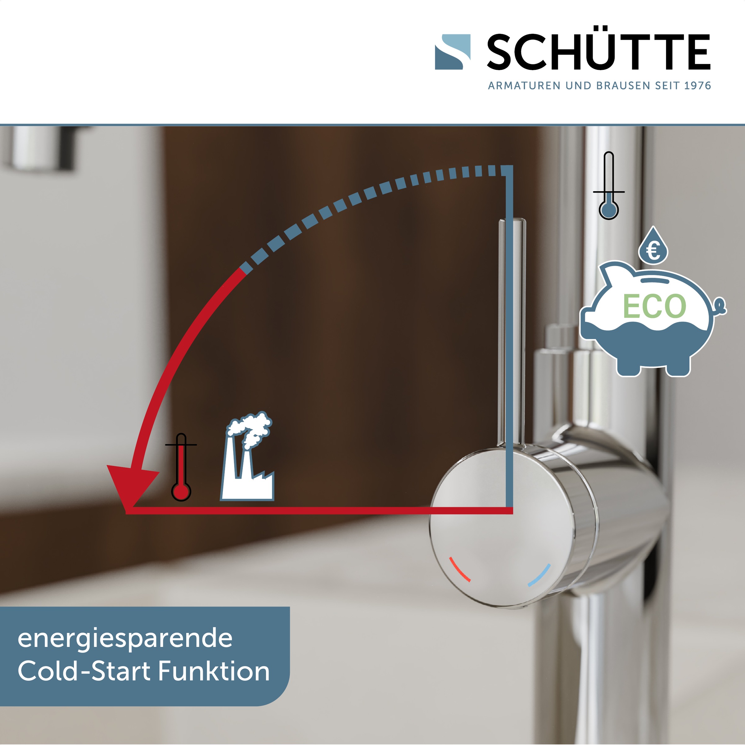 Schütte Spültischarmatur »BLACKPOOL« energiesp. Cold-Start-Funkt., 360° schwenkbar, ausziehbarer Schlauch