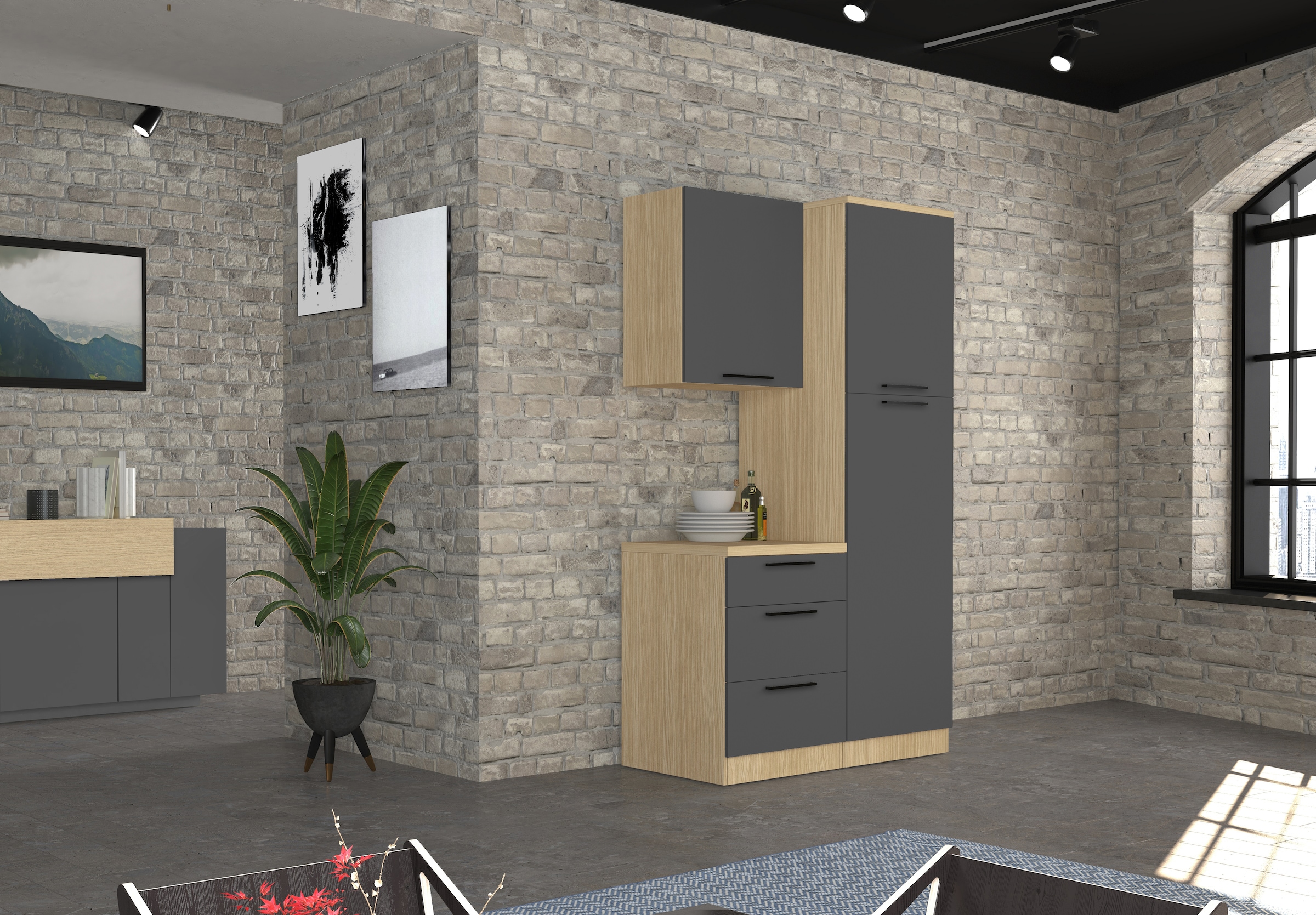 KOCHSTATION Hängeschrank »Luna, Oberschrank,  Küchenhängeschrank, Made in Italy« B/T/H: 60×35×71 cm, zusätzlicher Stauraum über der Arbeitsfläche