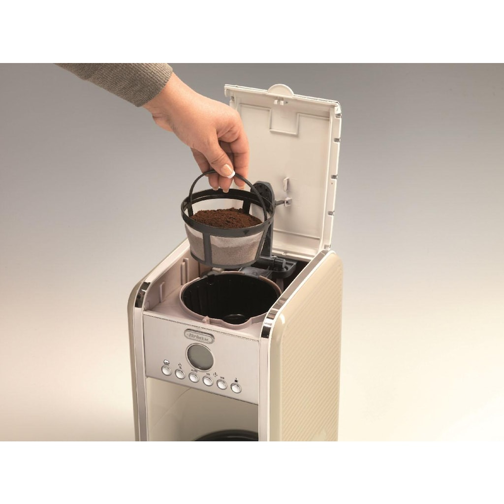 Ariete Filterkaffeemaschine »Vintage 1342, cremefarben«, 1,5 l Kaffeekanne, Permanentfilter, Startzeit Kaffeezubereitung programmierbar