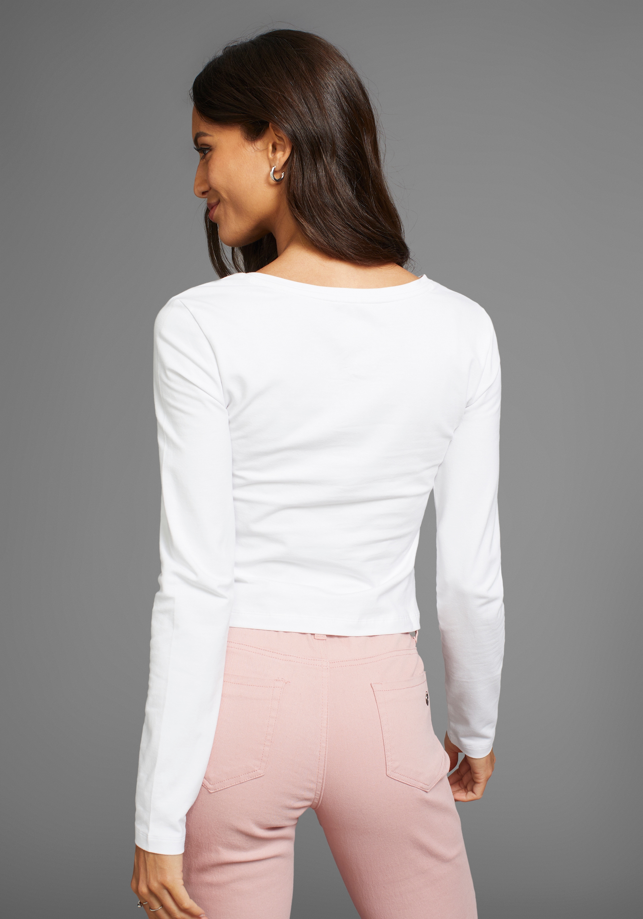 Laura Scott Langarmshirt »cropped«, (3-er Pack), in modischer Kurzform, Jersey