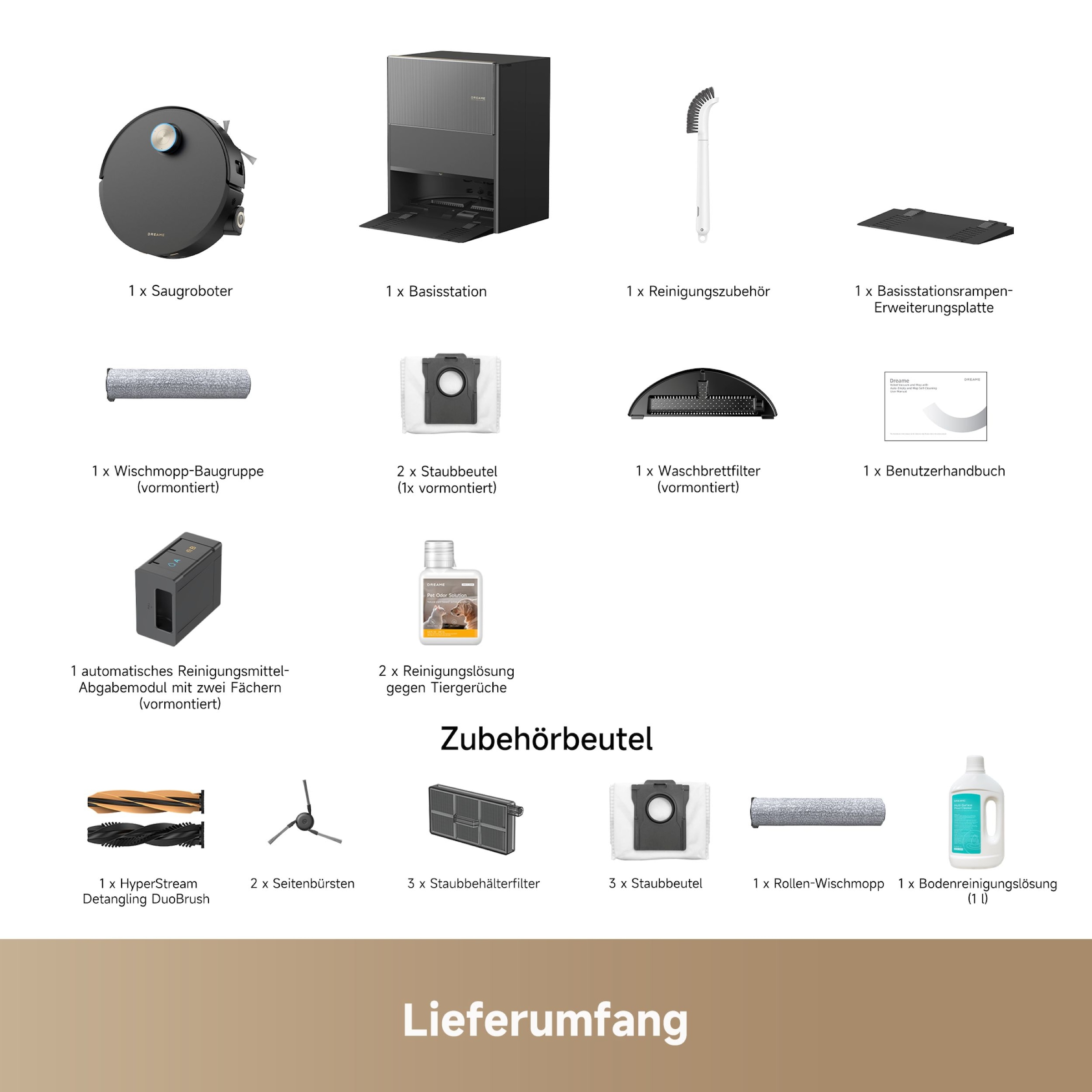 Dreame Saugroboter »mit Wischfunktion Aqua10 Ultra Roller Complete Black«, Warmwasser-Wischsystem, Rollenmopp, überwindet Hindernisse, 30.000 Pa