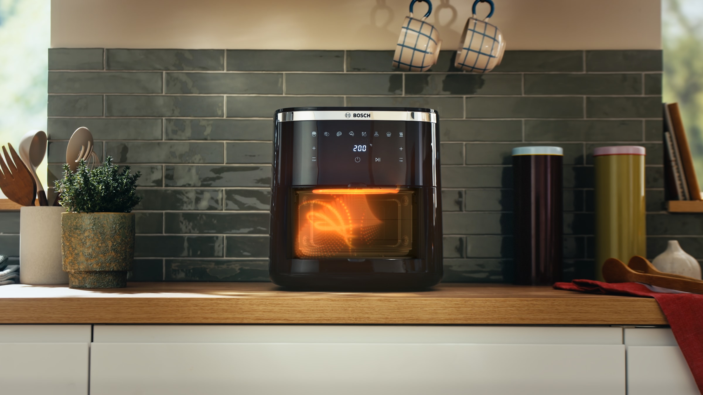 BOSCH Heißluftfritteuse »Air Fryer Serie 6, MAF671B0, 7,1l, Sichtfenster, 7 Programme, schwarz«, 1800 W, Innenlicht, Schüttelalarm, Korb spülm.geeignet, Heißluftfritteuse