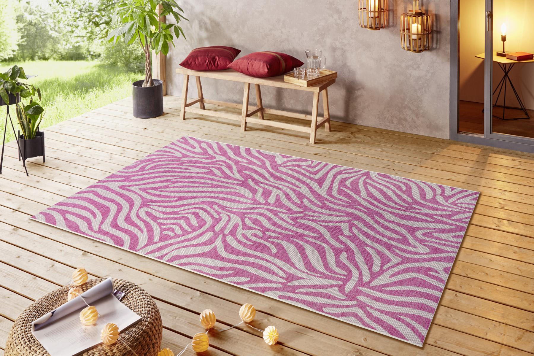 NORTHRUGS Teppich »Cebra«, rechteckig, 4 mm Höhe, Flachgewebe Zebra Design, gekettelt, Robust, Pflegeleicht