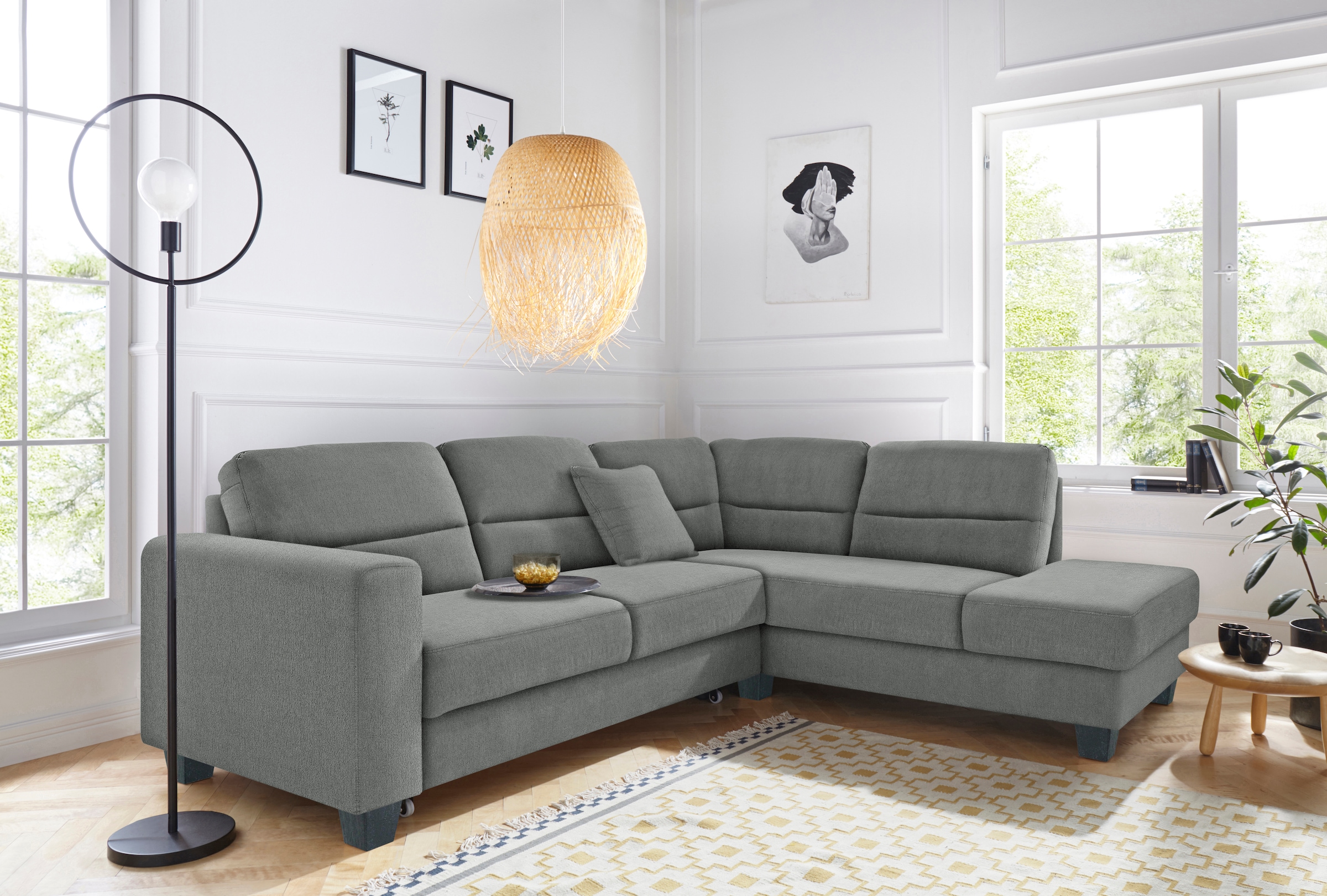 TRENDMANUFAKTUR Ecksofa »Chamber, zeitlos & elegant, bequem, L-Form«, inklusive einer Kopfstütze, wahlweise Schlaffunktion, B/T 245/203cm
