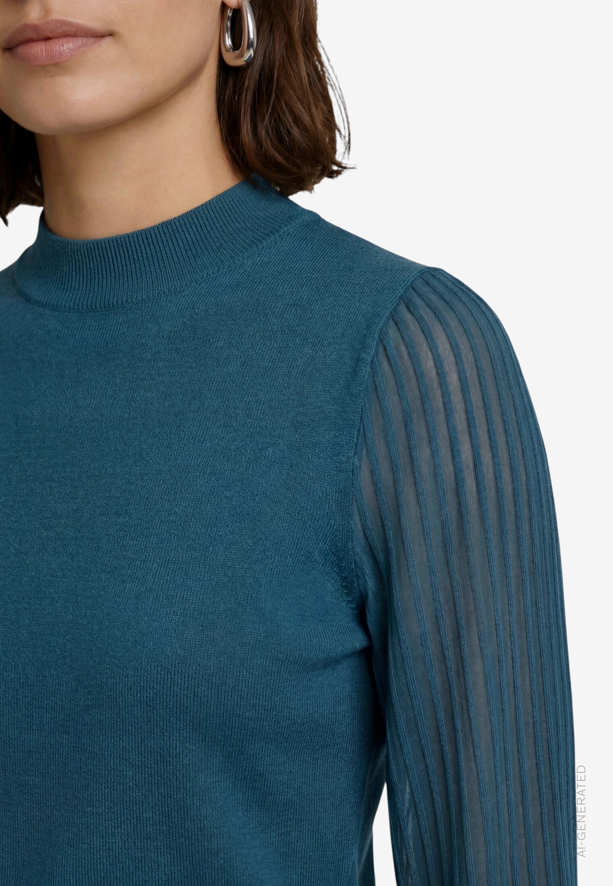 Zero Strickpullover mit transparenten Ärmeln