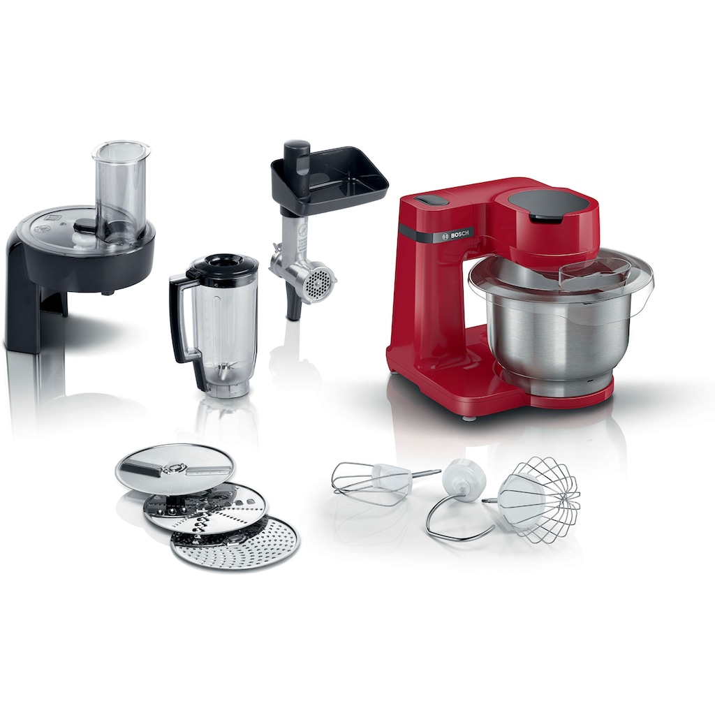 BOSCH Küchenmaschine »MUMS2ER30 MUM Serie 2«, Patisserieset, Fleischwolf, Schnitzler inkl. 3 Scheiben, Mixer-Aufsatz