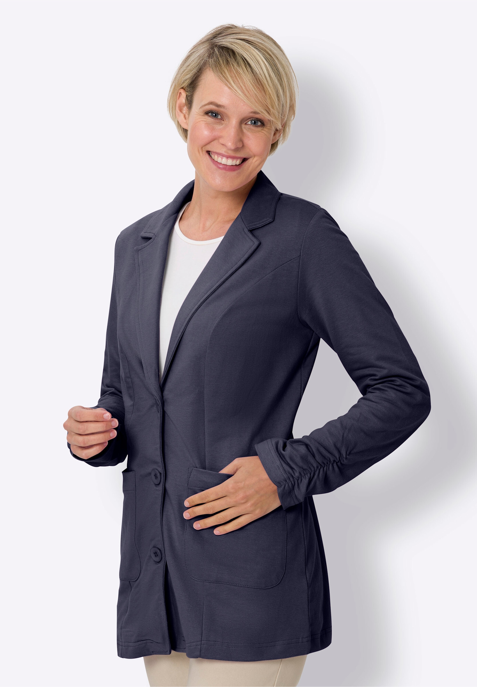Sieh an! Sweatblazer »Shirtblazer Sweatblazer am Ärmel gerafft«