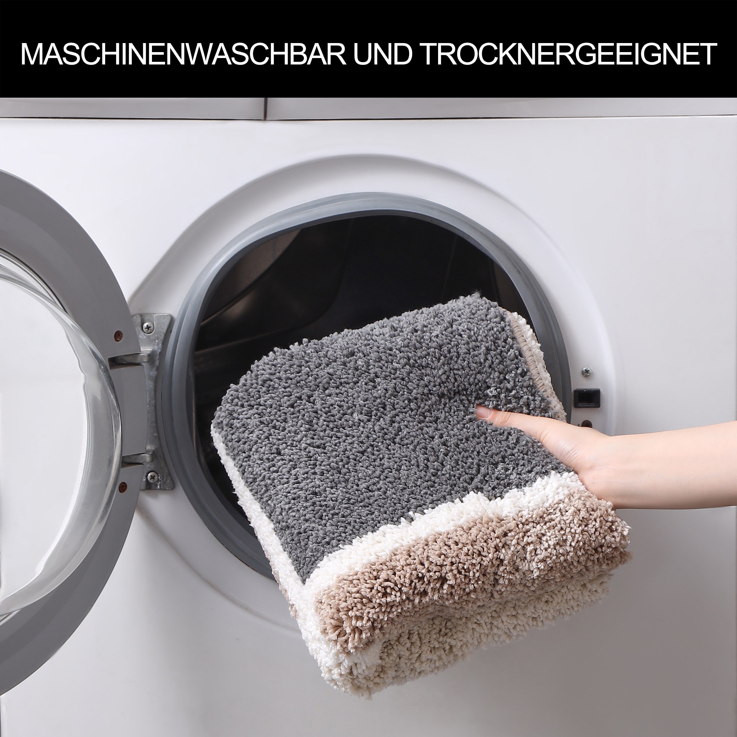 my home Badematte »Anna mit Kachelmuster, Badvorleger, Badezimmer Teppich, Duschvorleger«, rutschhemmend beschichtet, strapazierfähig, Badteppich, Hoch-Tief Effekt, Modern, Weich