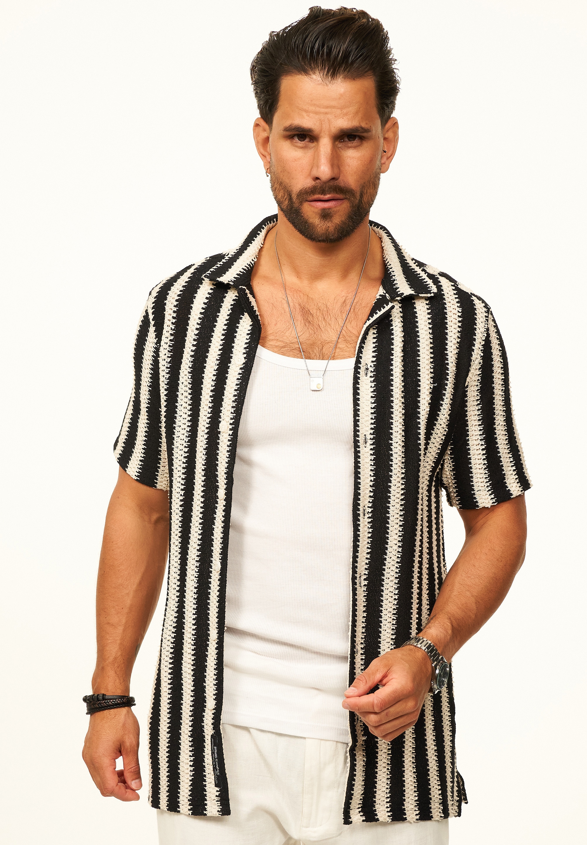 CARISMA Kurzarmhemd »gestreift als Poloshirt im Summer-Look für Herren« Herren Strick Polohemd T-Shirt im Regular-Fit - Festival Hemd