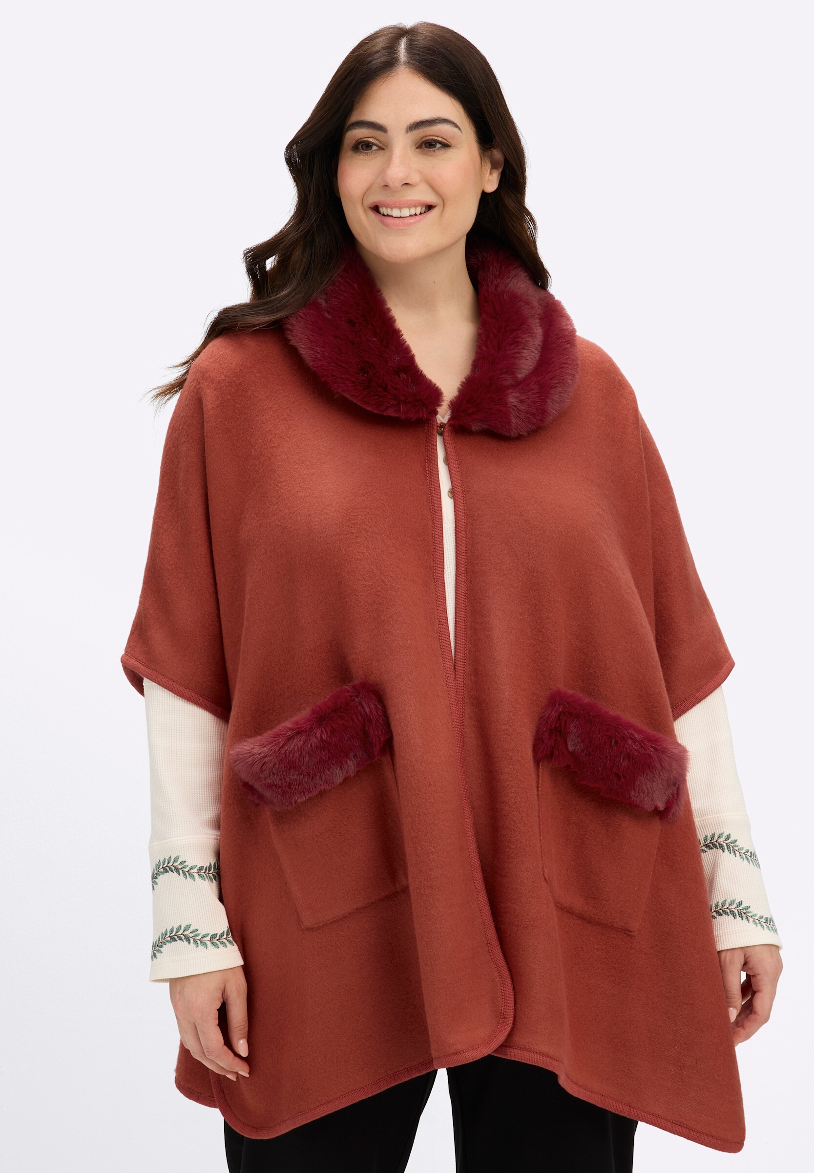 sheego by Joe Browns Strickfleece-Pullover »Cape Cape«