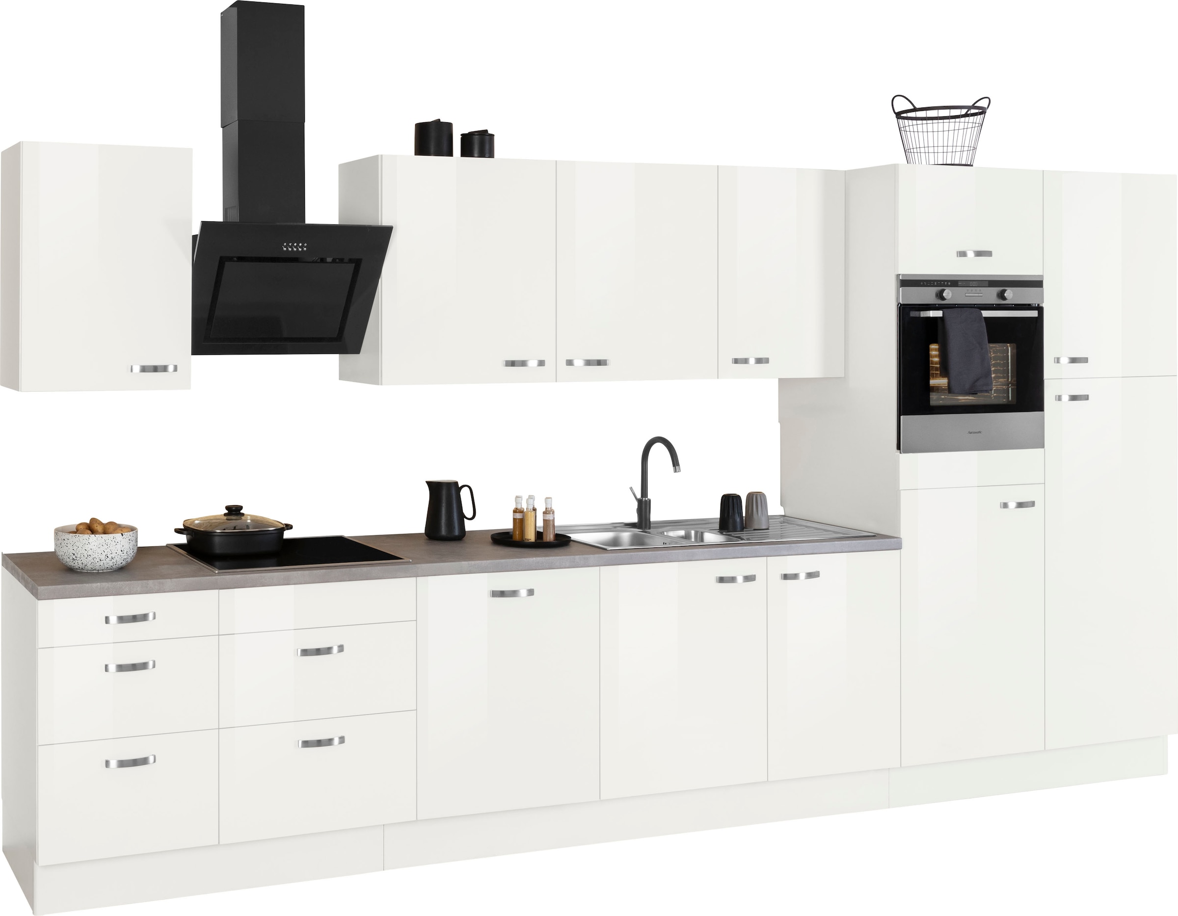 Küchenzeile »Cara mit Hanseatic E-Geräten«, Breite 400 cm, Induktionskochfeld,...