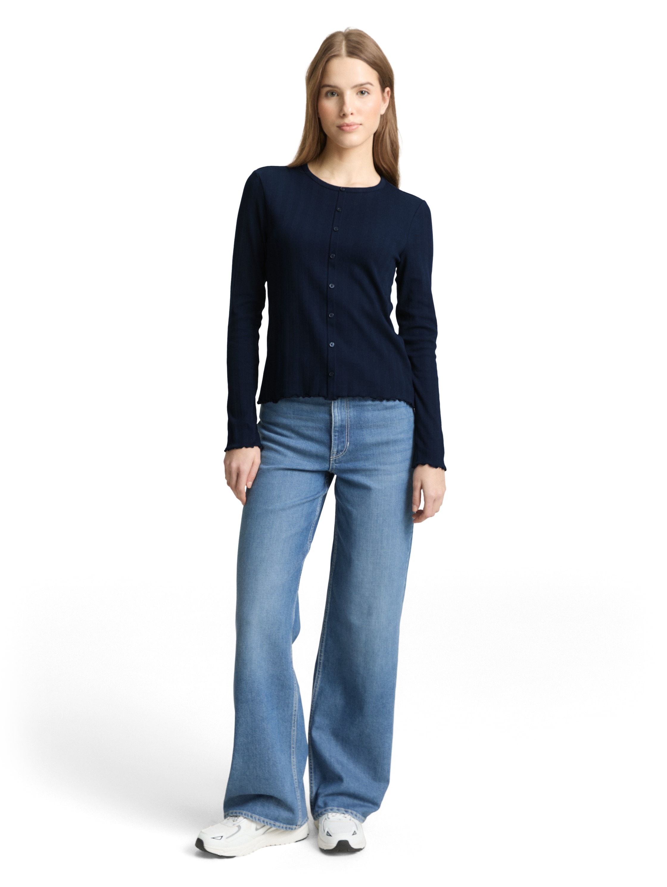 TOM TAILOR Denim Langarmshirt mit gewelltem Abschluss