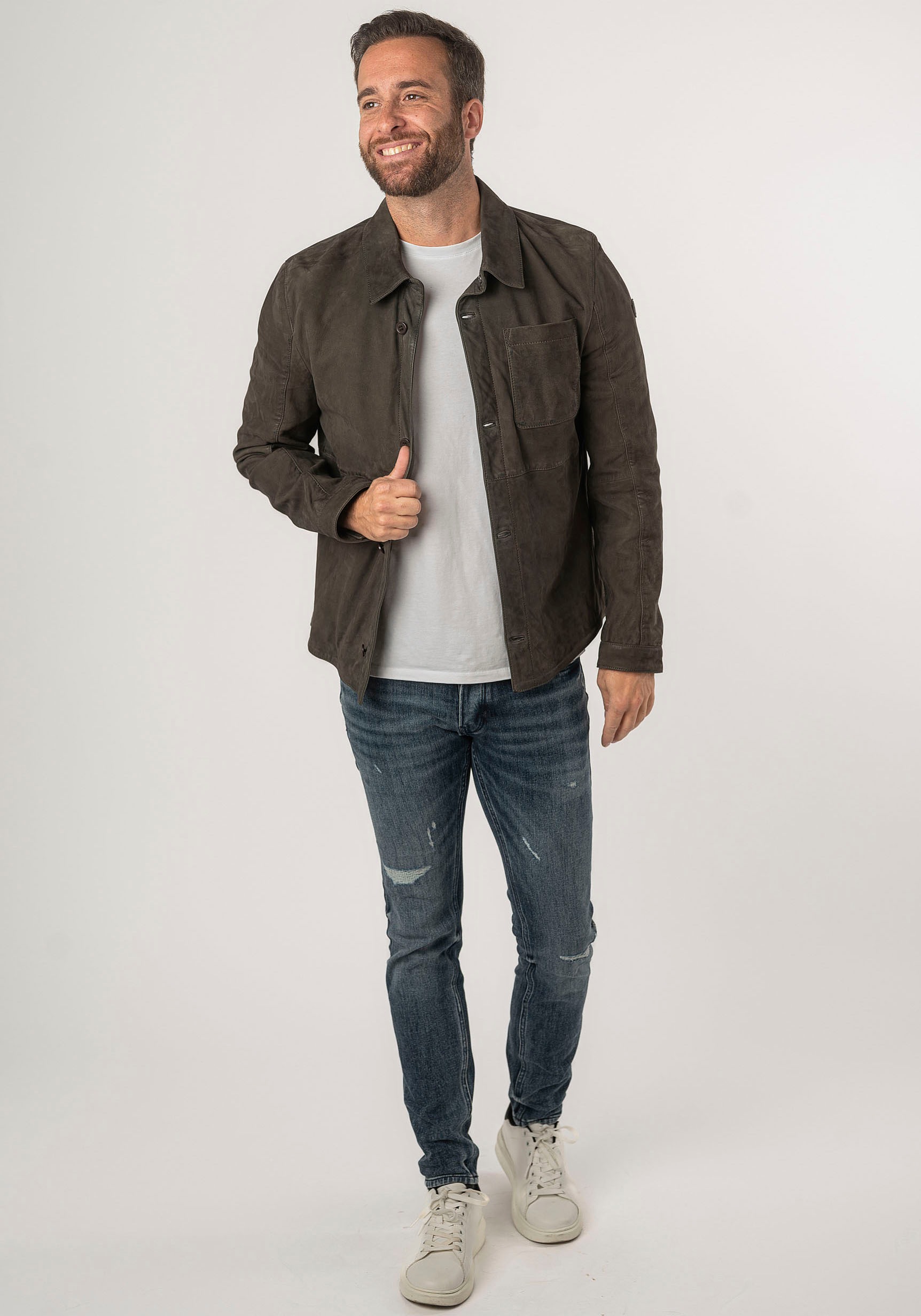 Mauritius Lederjacke »MMJemmo«, mit Hemdblusenkragen, Knopfleiste
