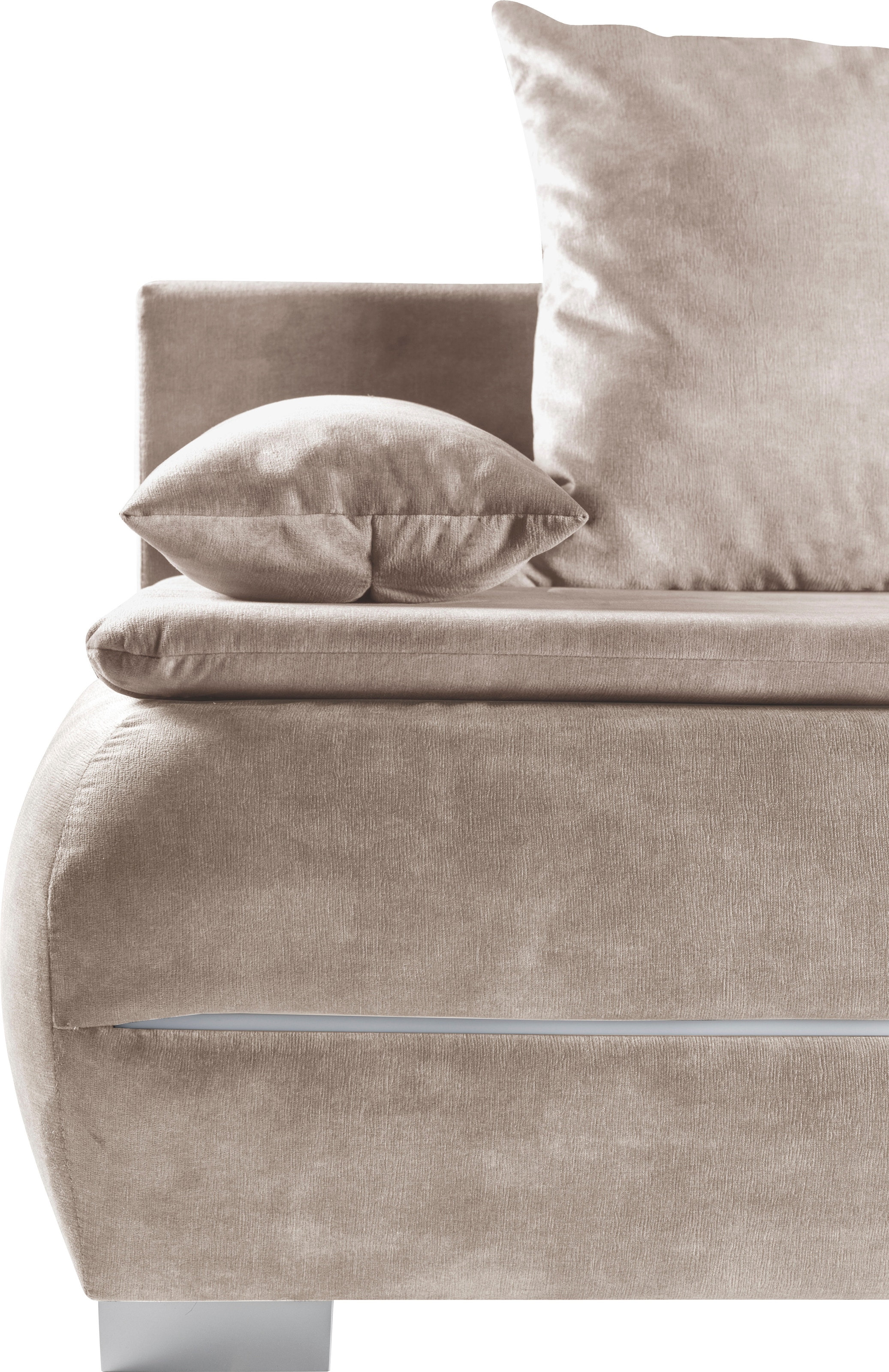 WERK2 Schlafsofa »Tekla 206 cm breit LED modern, Wellenunterfederung« Veloursstoff, Schlaffunktion, Bettkasten, LED-Beleuchtung