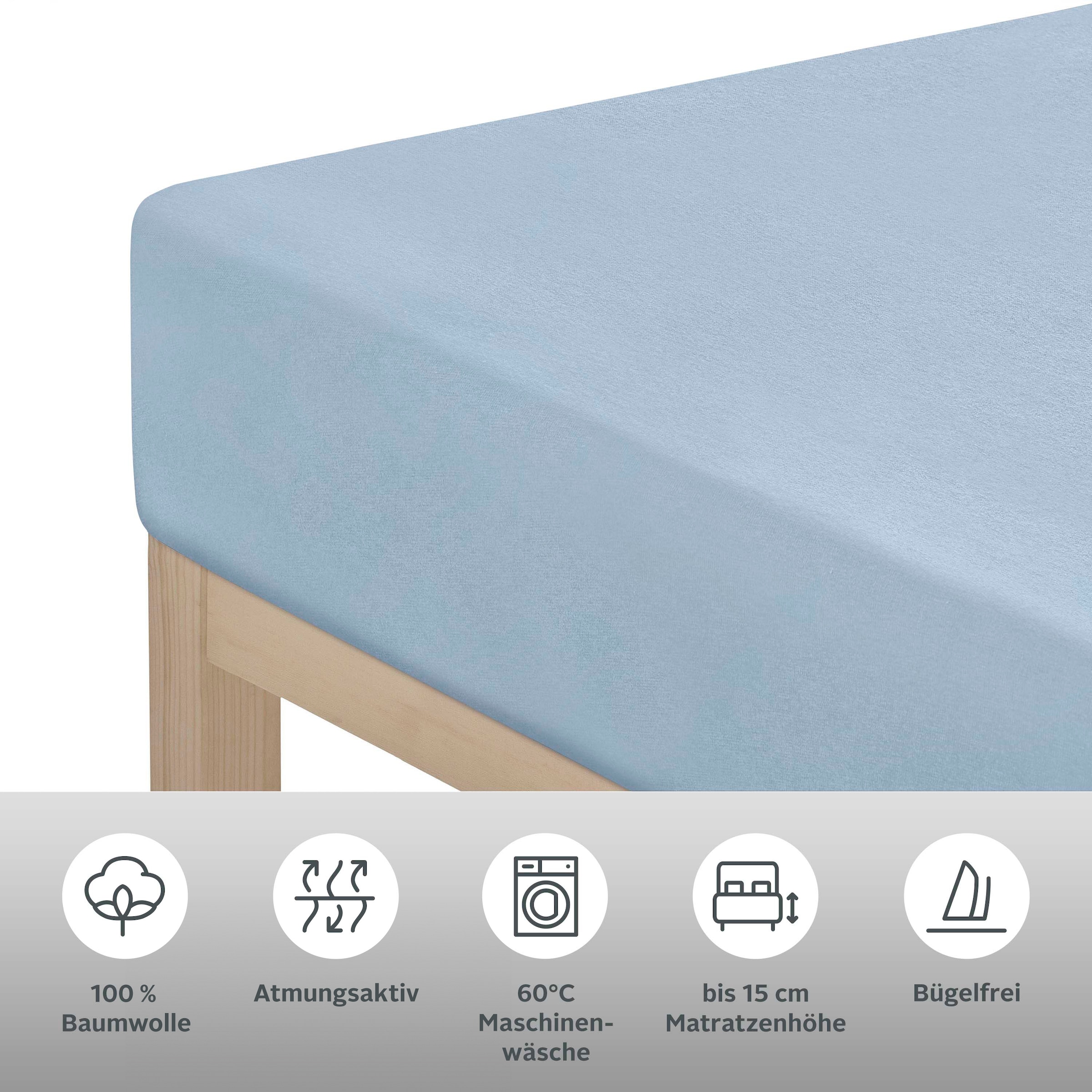 OTTO home Spannbettlaken »VALJE in Melange-Optik, hochwertiger Baumwoll-Jersey 130g/m²« Baumwolle, für Matratzen bis 25 cm Höhe, Bettlaken aus Melange-Garn