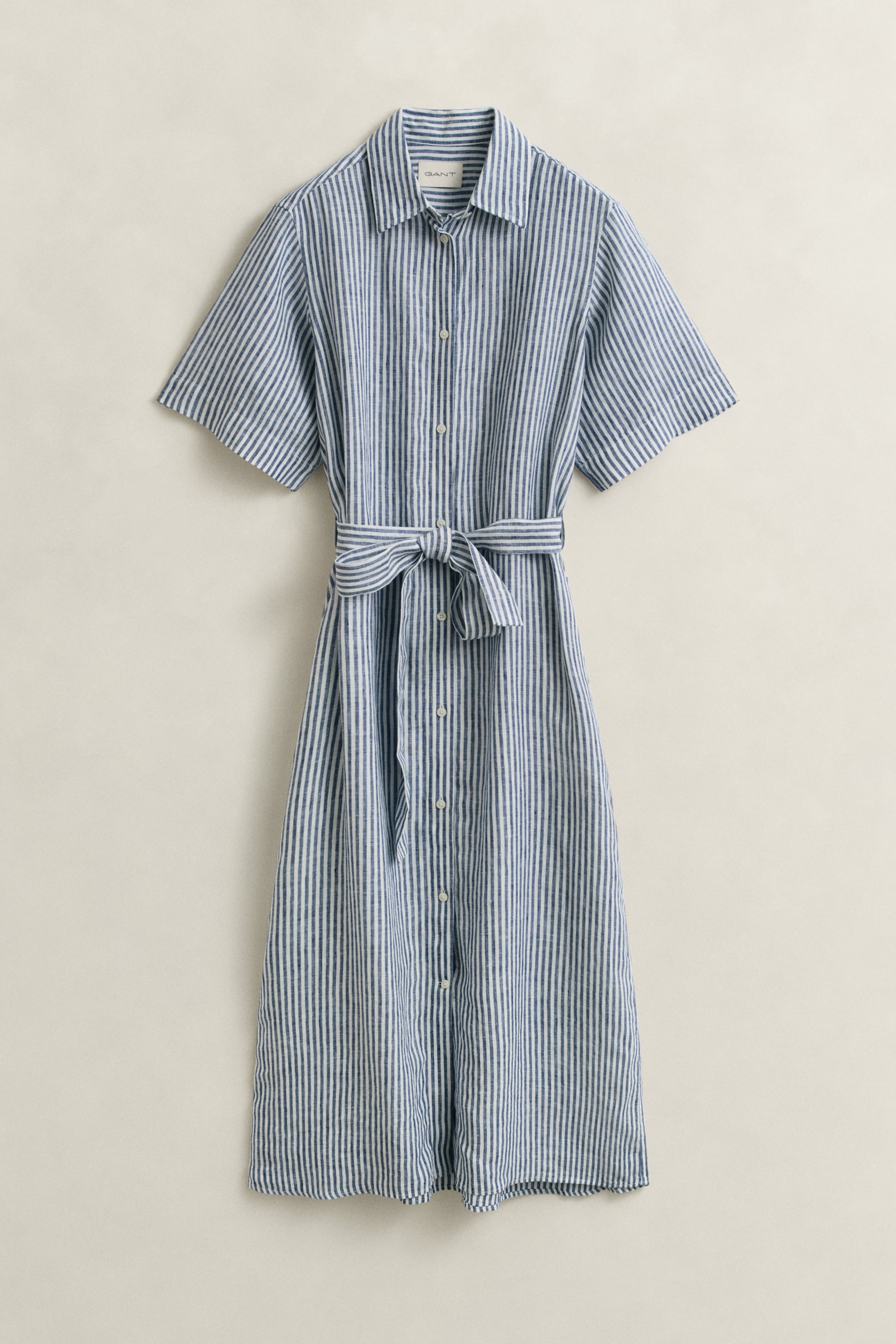 Gant Hemdblusenkleid »STRIPED LINEN« Seitennahttaschen Regular fit mit Bindegürtel