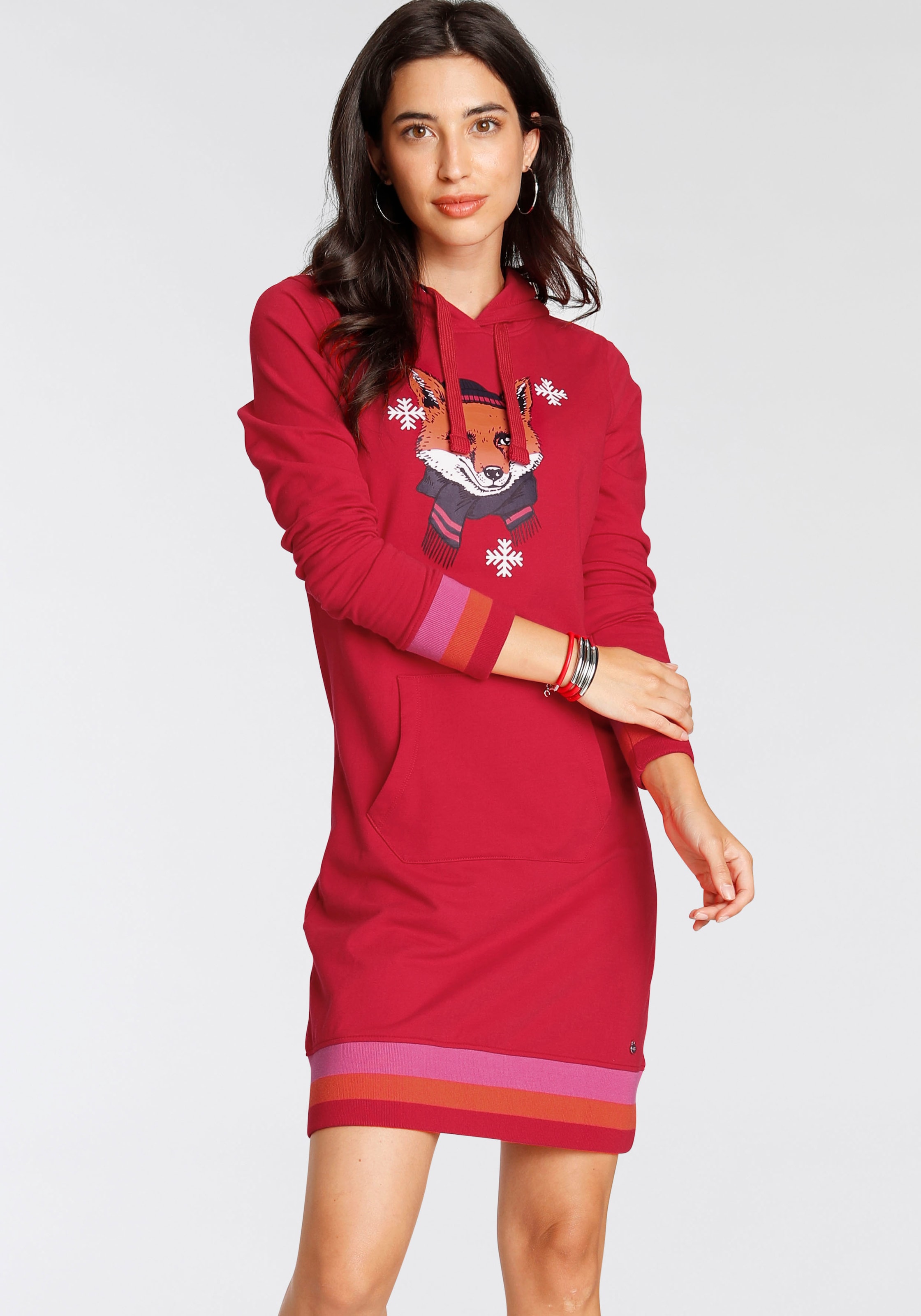 AJC Sweatkleid, mit Kapuze und Front-Print