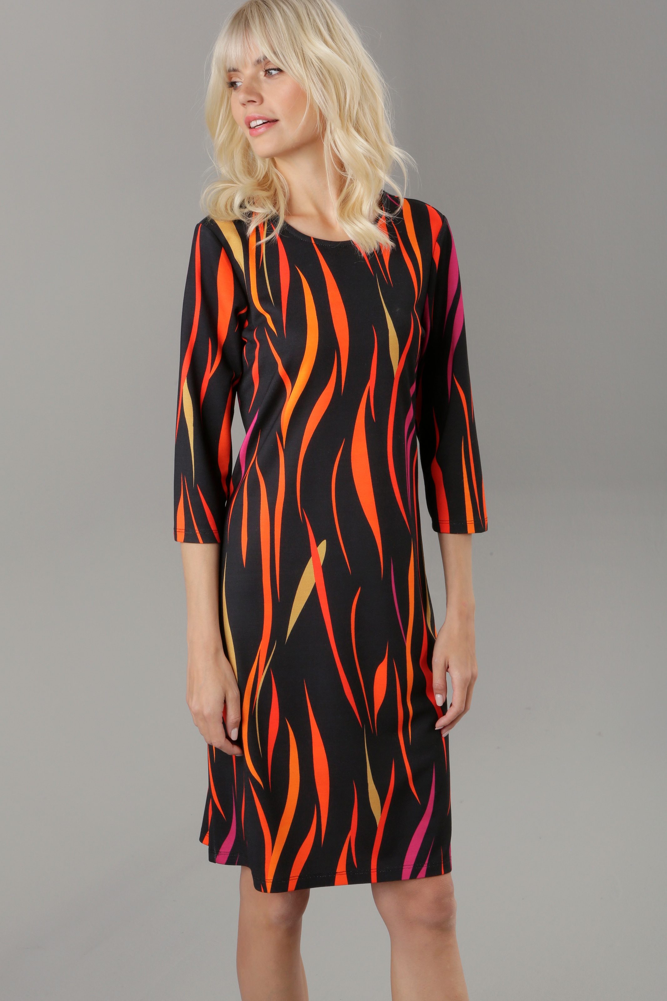 Aniston SELECTED Jerseykleid, mit Allover-Druck OTTO Online Knallfarben Shop in bestellen im
