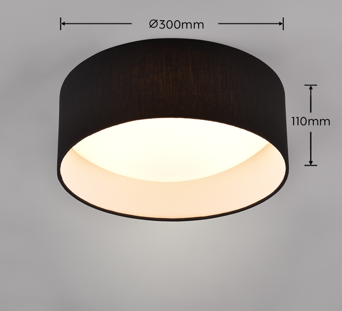 REALITY Leuchten LED Deckenleuchte »LOCARNO, runde LED Deckenlampe mit Stoffschirm, Ø 30 cm Höhe 11 cm« LED-Board 1 Stk. Warmweiß 12W LED warmweiß 3000 K, 1160 Lumen, Wohnzimmer Schlafzimmer Licht