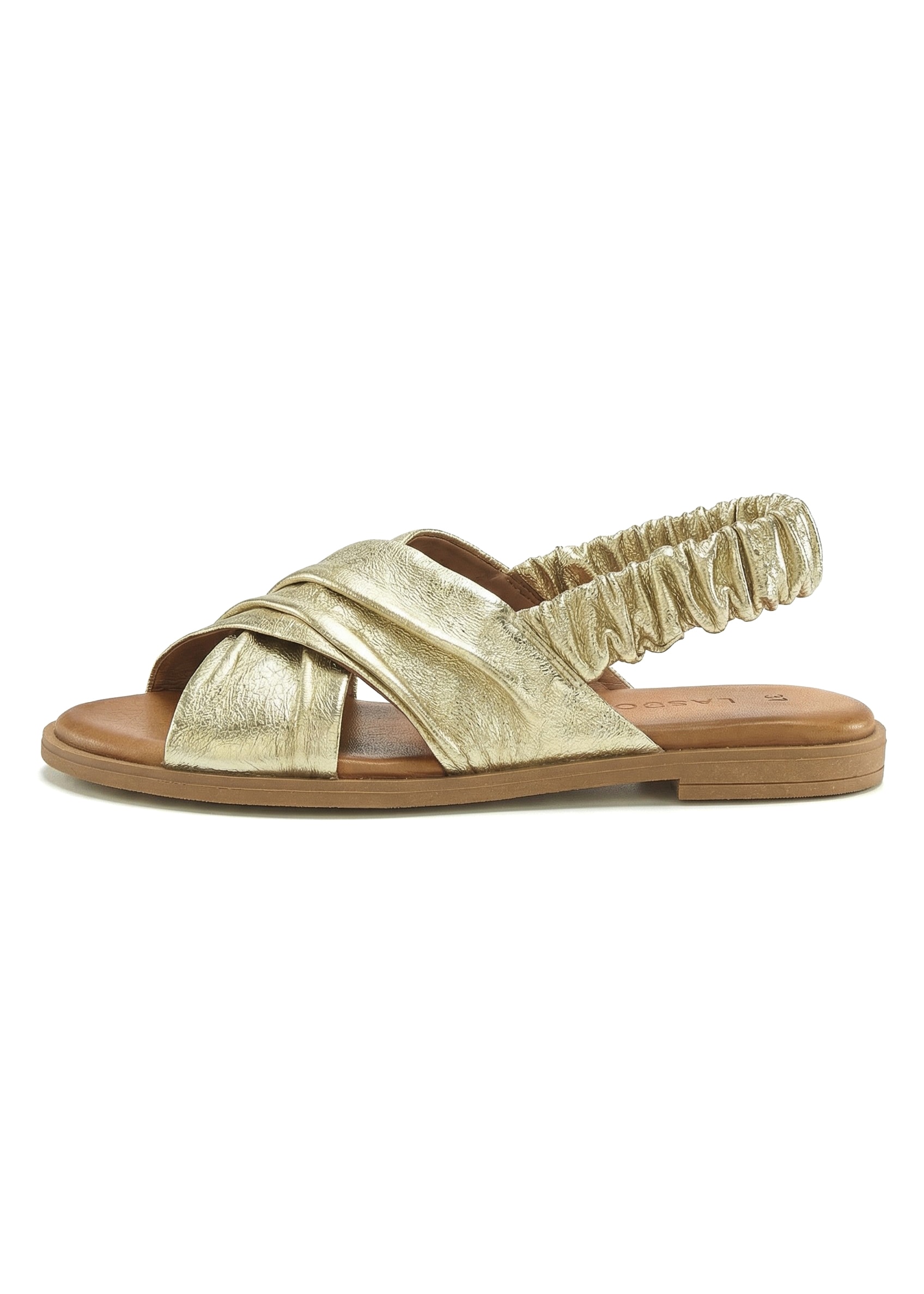 LASCANA Sandale »Sandalette, Sommerschuh, offener Schuh, Pantolette«  aus Leder mit elastischen Riemchen